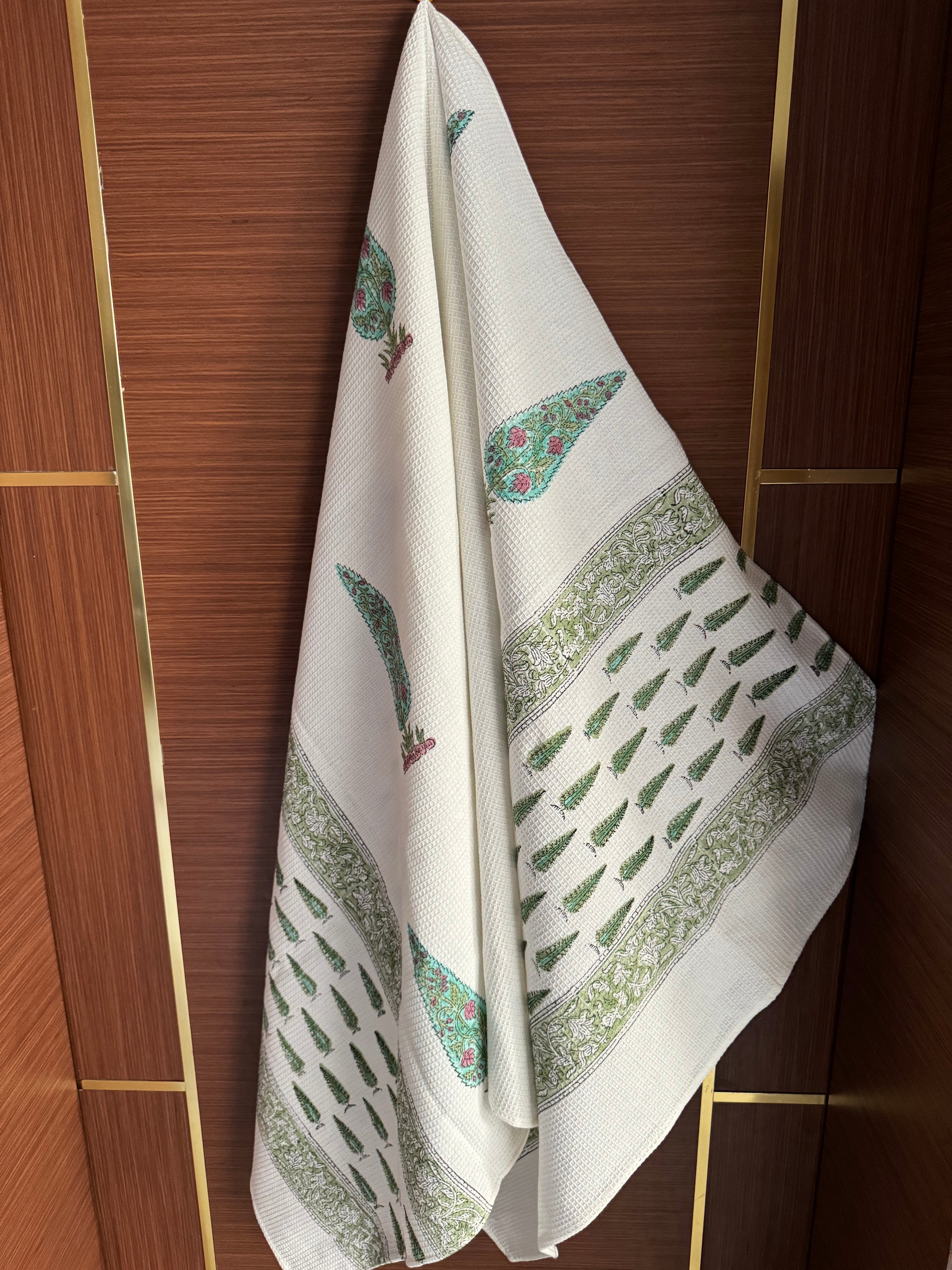 MINI CYPRESS HAND BLOCK PRINTED BODY & HAND TOWEL SET