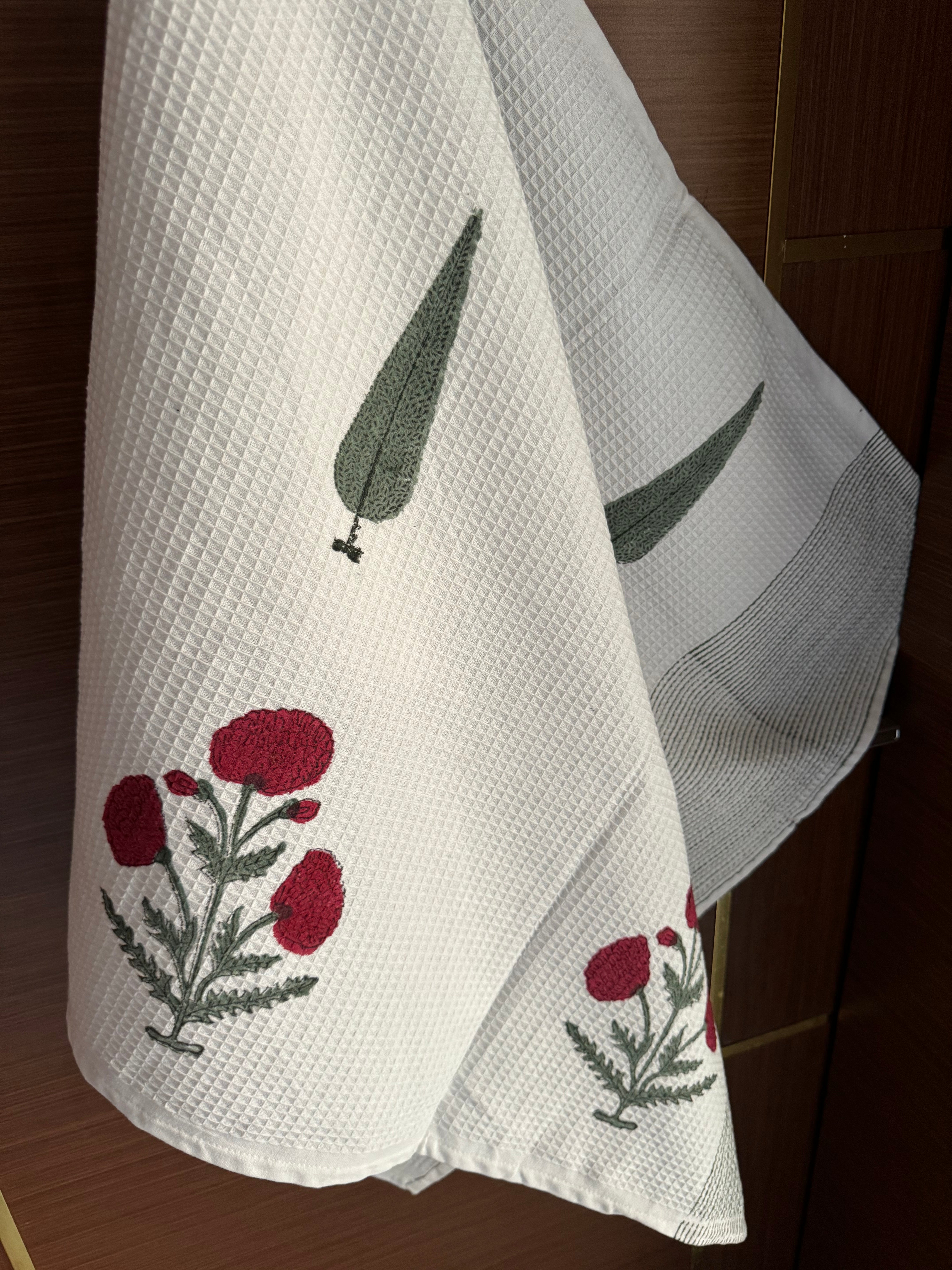 A PAIR OF HAND BLOCK PRINTED BODY TOWEL SET
