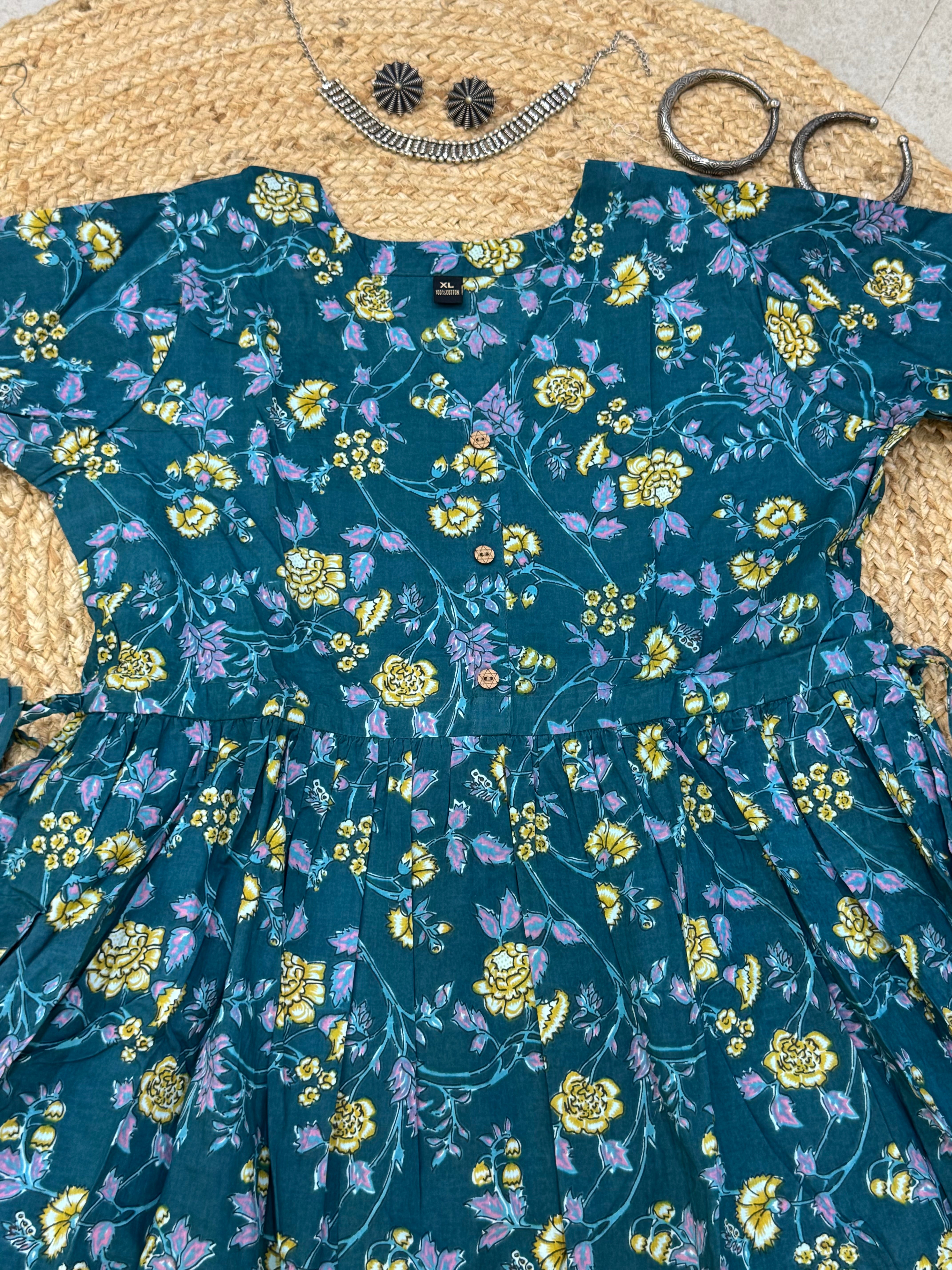 Flare drawstring maxi dress