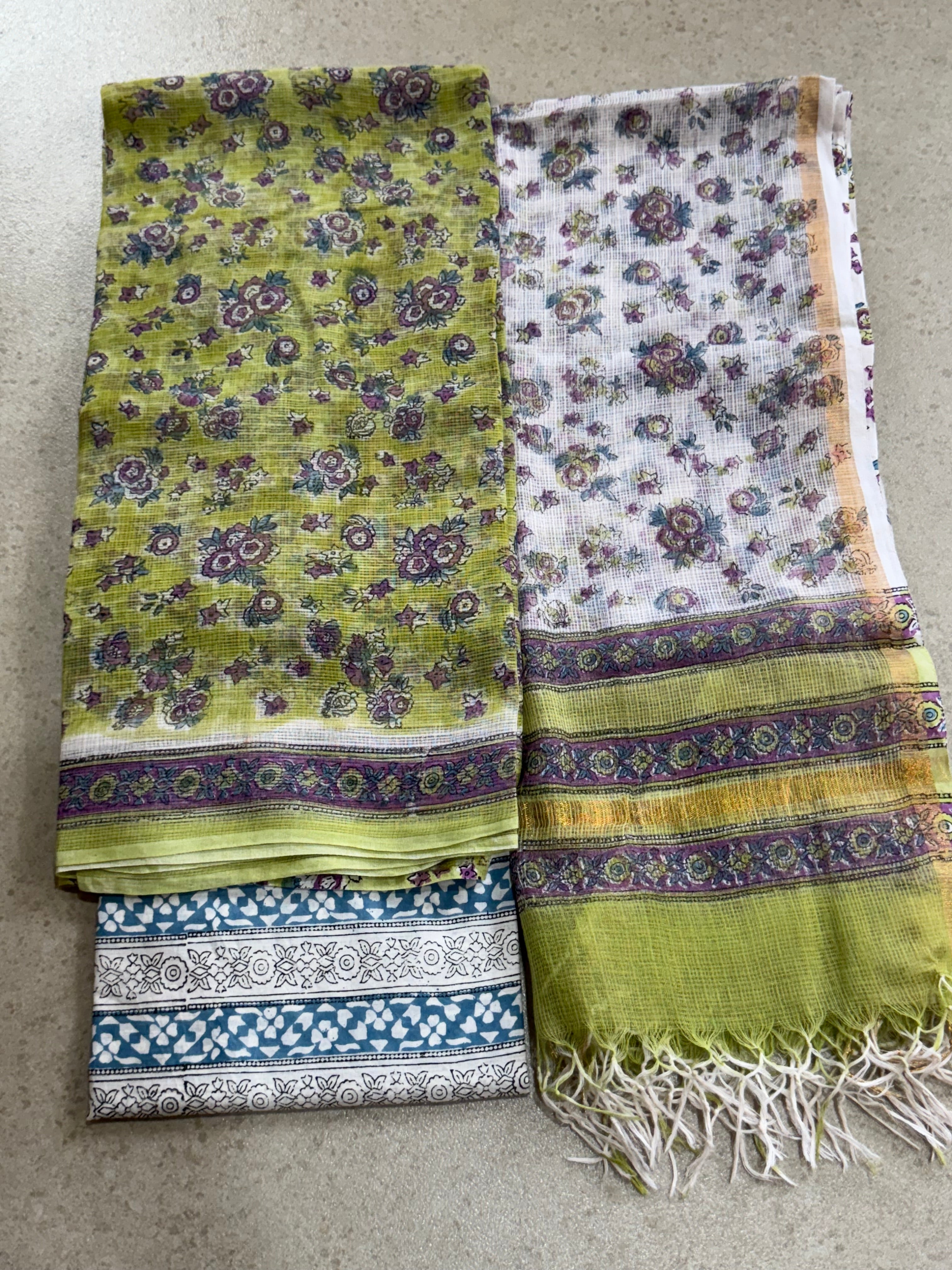 HAND BLOCK PRINTED KOTA WITH KOTA DORIYA DUPATTA UNSTITCHED SUIT