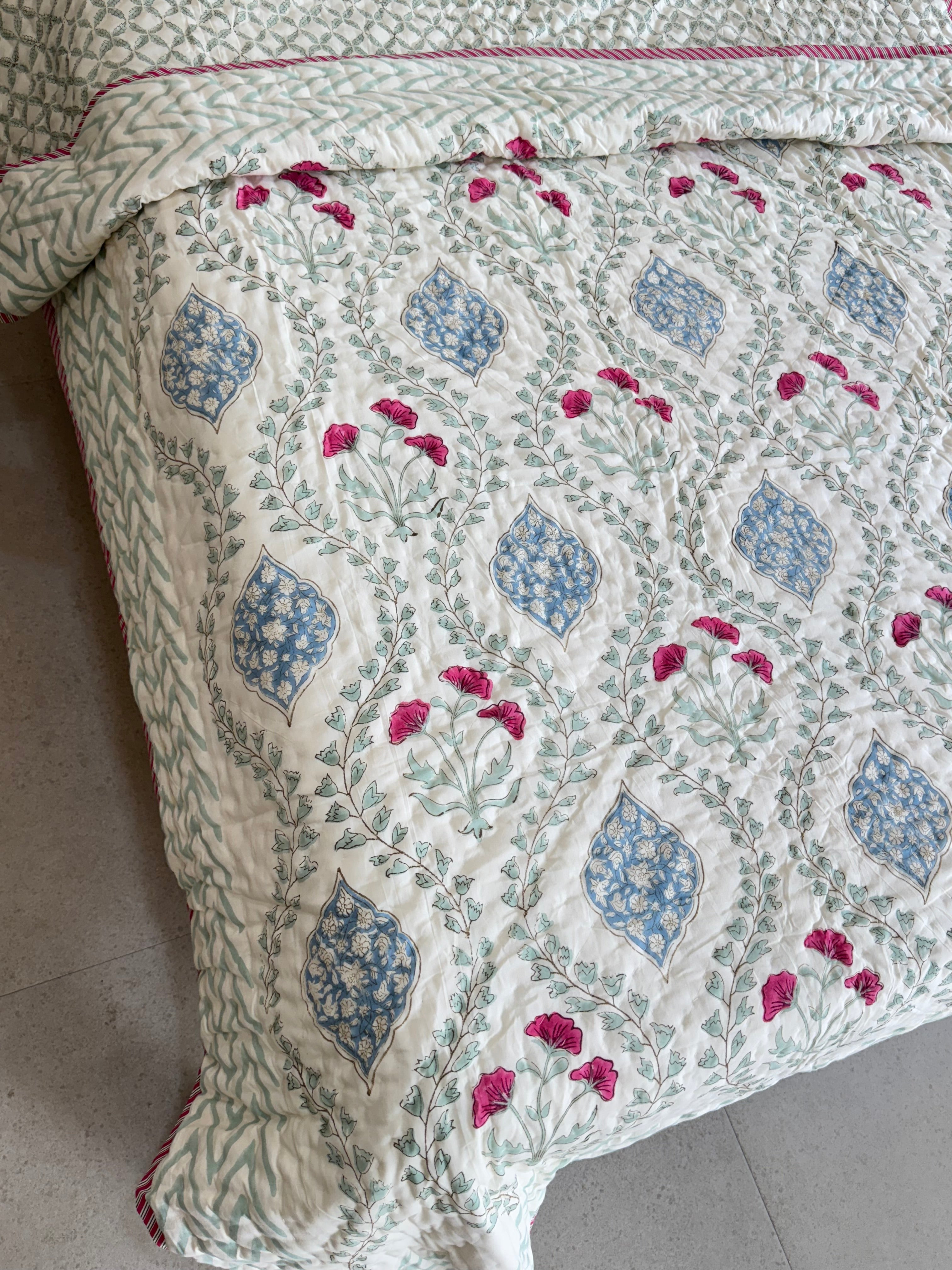 ANJANA HANDBLOCK PRINTED SINGLE QUILT