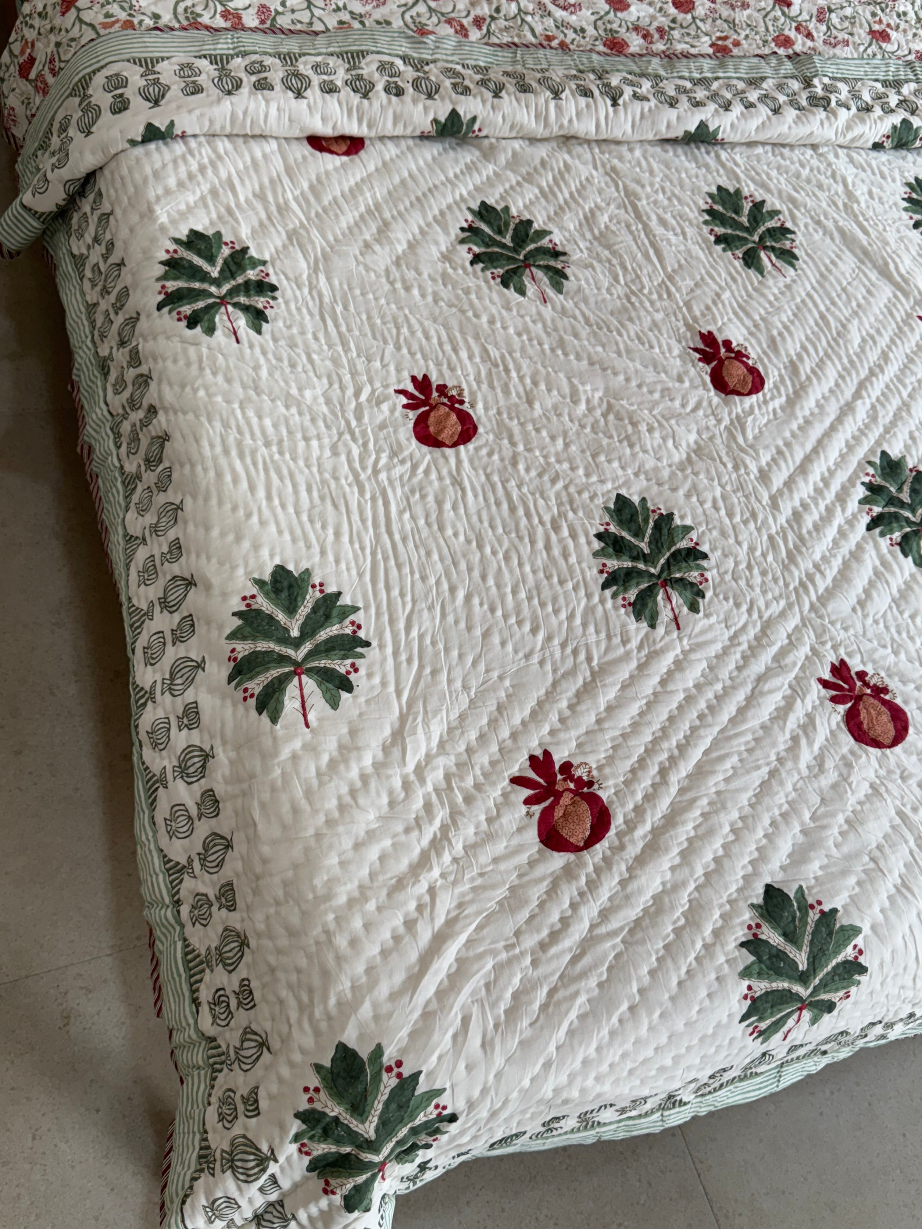 NISHAT HANDBLOCK PRINTED SINGLE QUILT