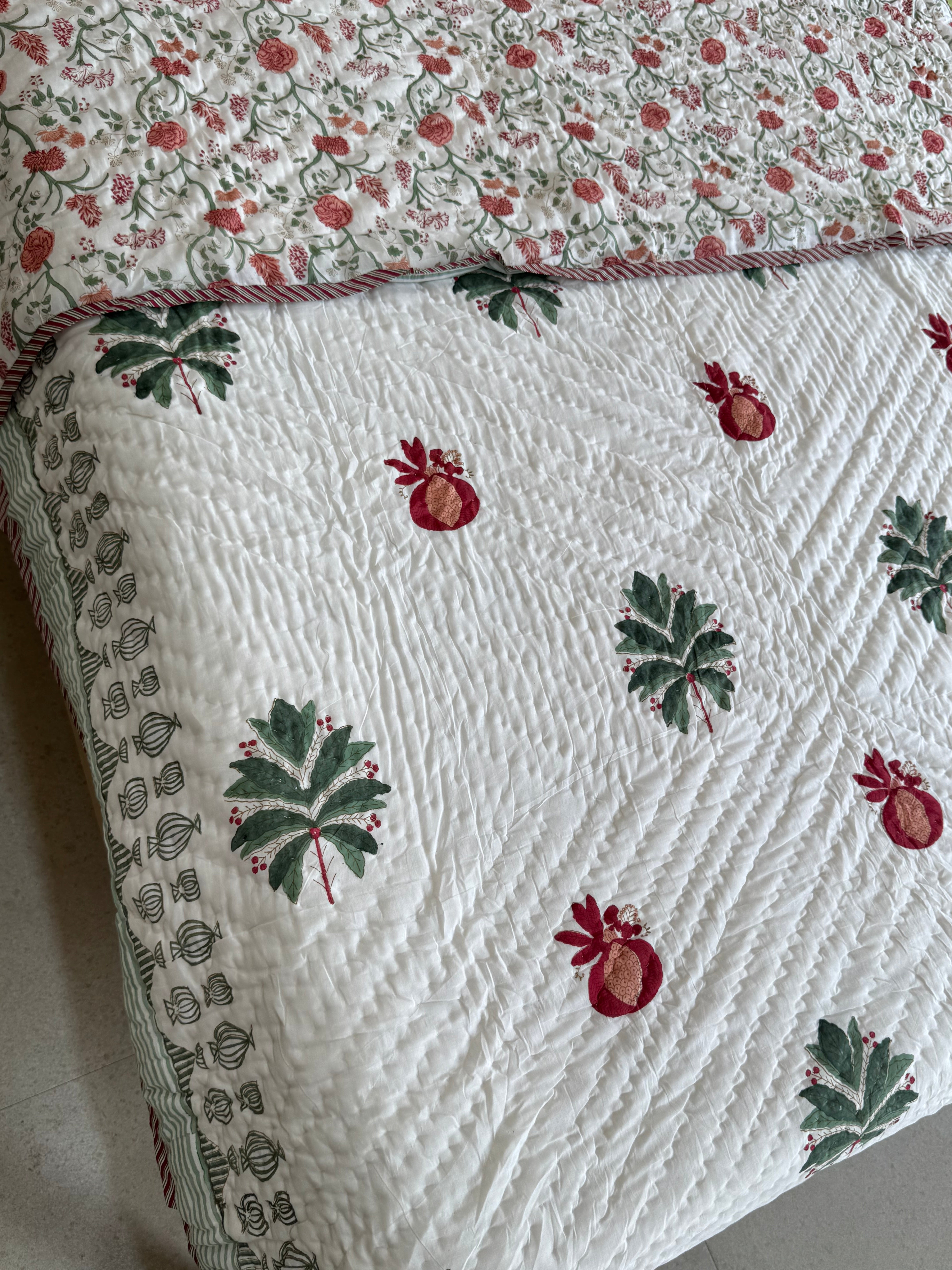 NISHAT HANDBLOCK PRINTED SINGLE QUILT