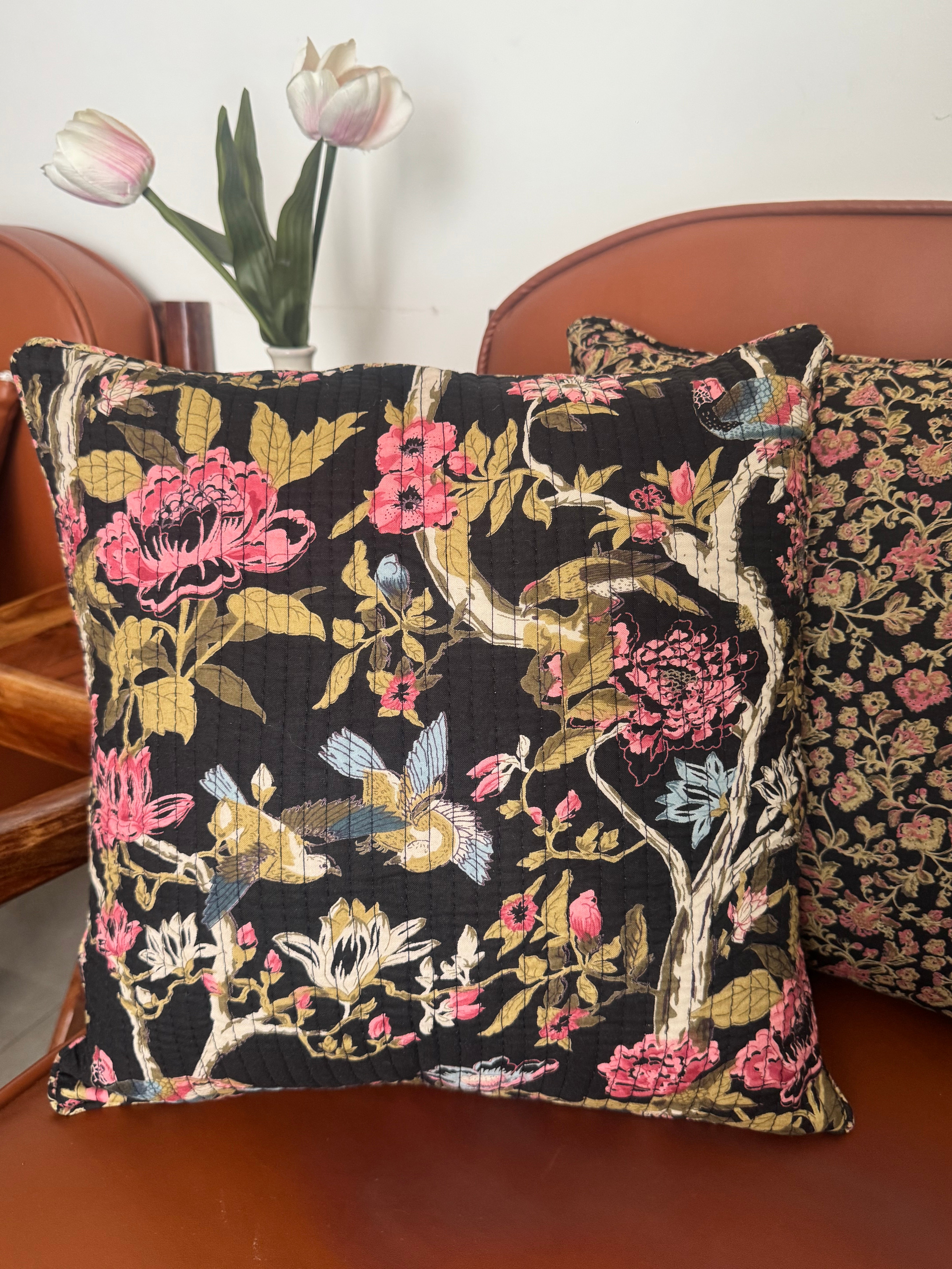 KANAK - SINGLE PIECE QUILTED 16 BY 16 INCHES CUSHION COVER