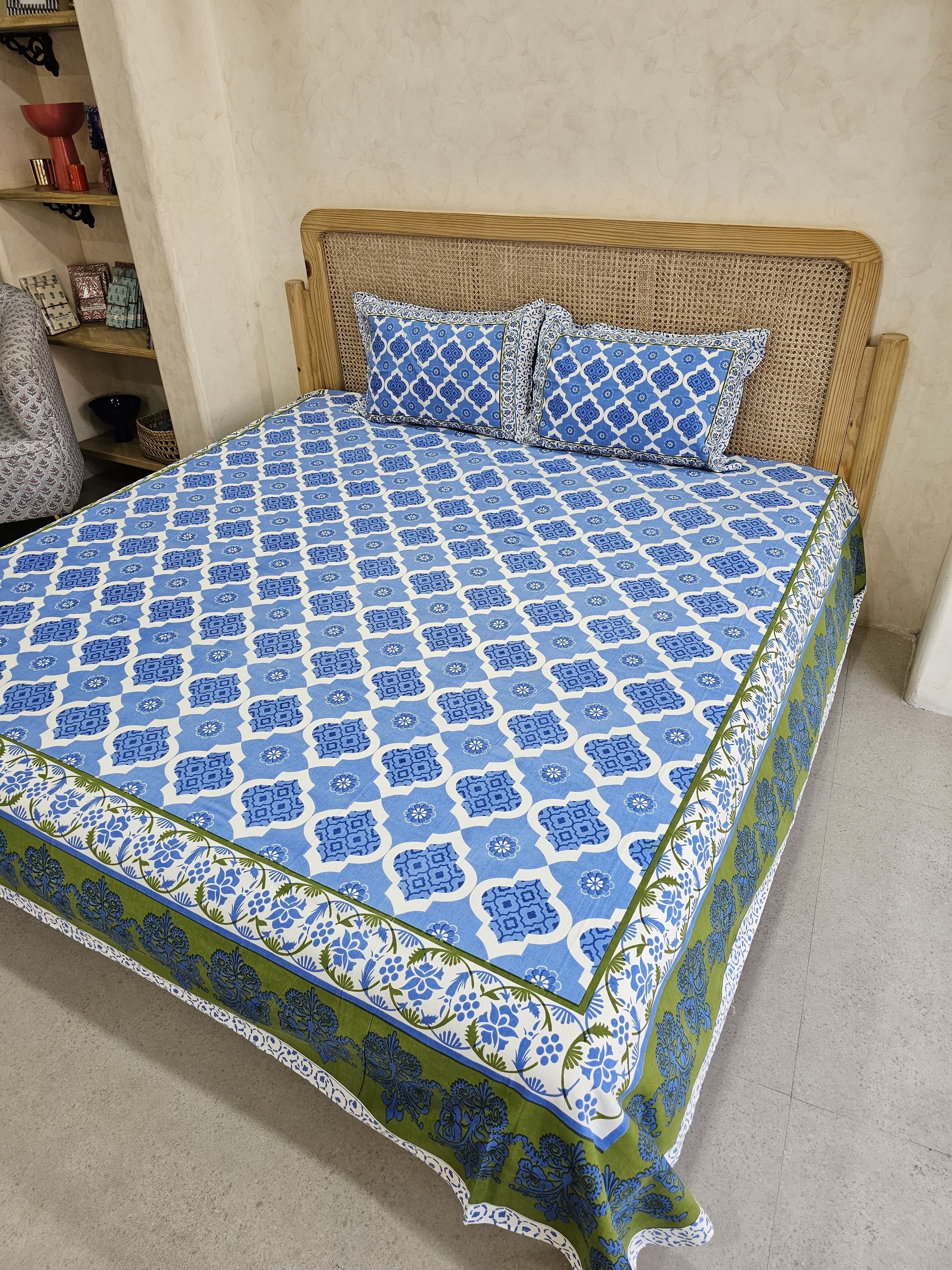SANSKRITI BEDSHEET WITH TWO REVERSIBLE PILLOW COVERS