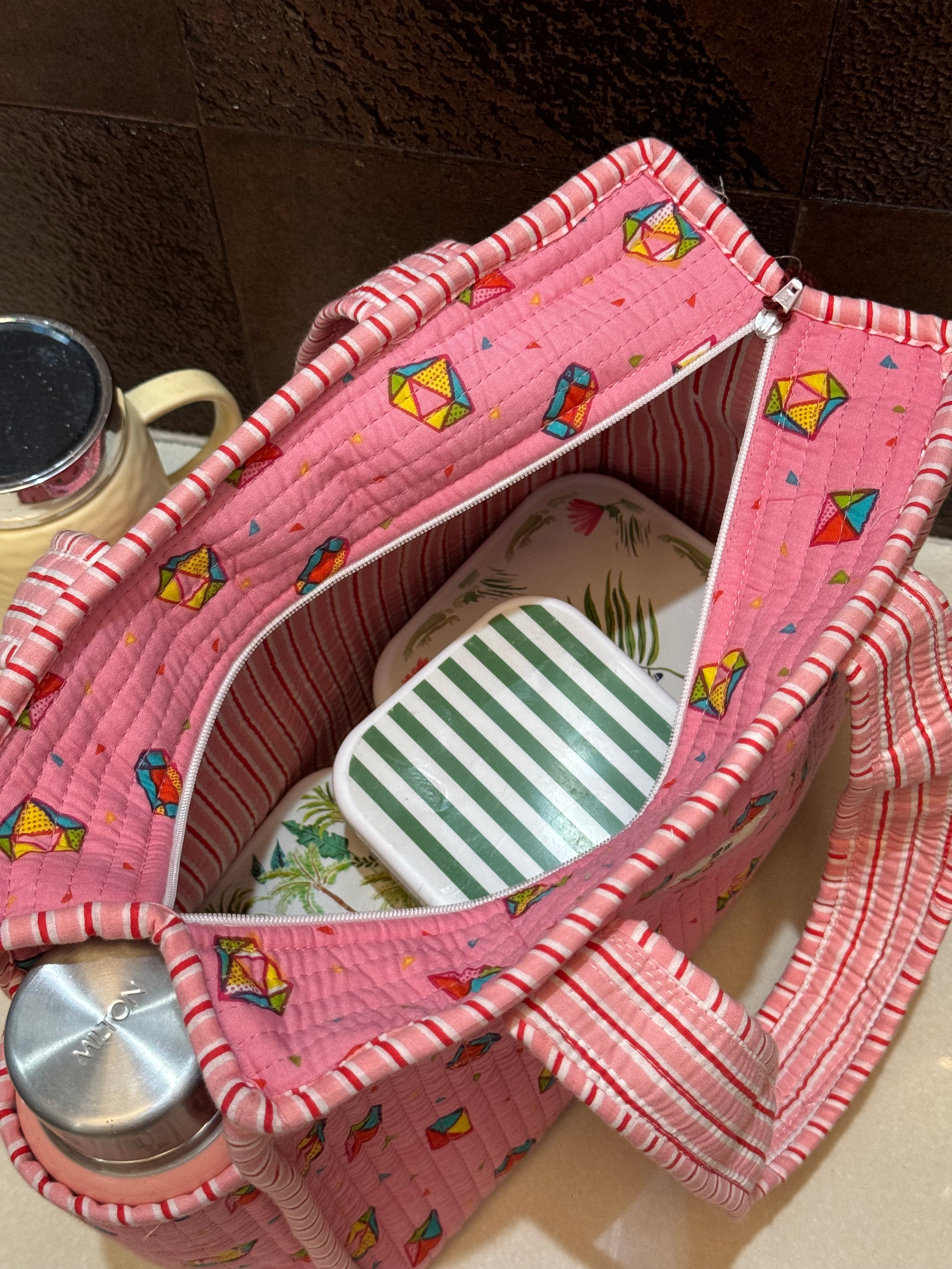 KIDS PRINT MINI TOTE BAG WITH ZIP