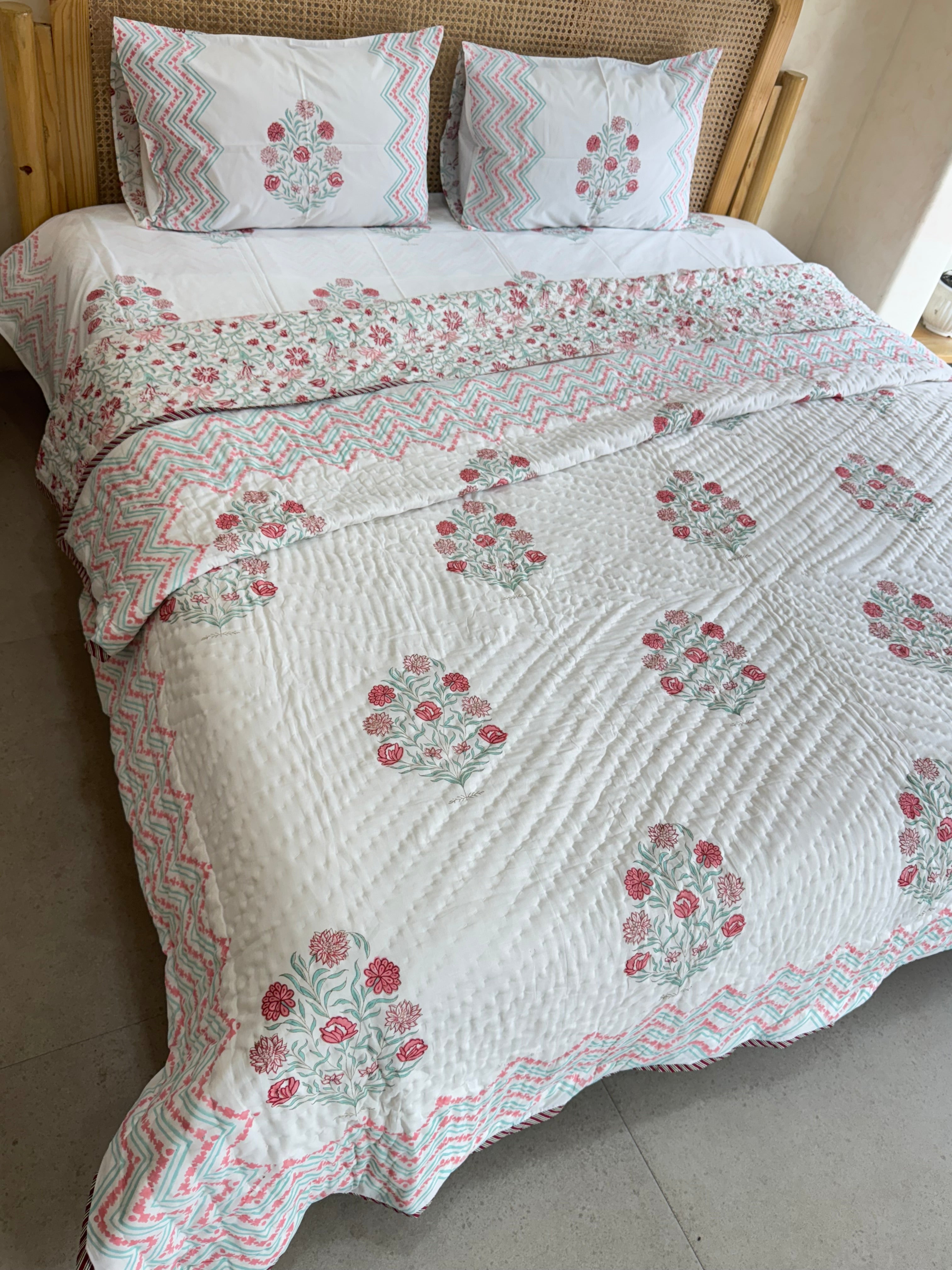 SNUG BOUQUET HANDBLOCK PRINTED BEDDING