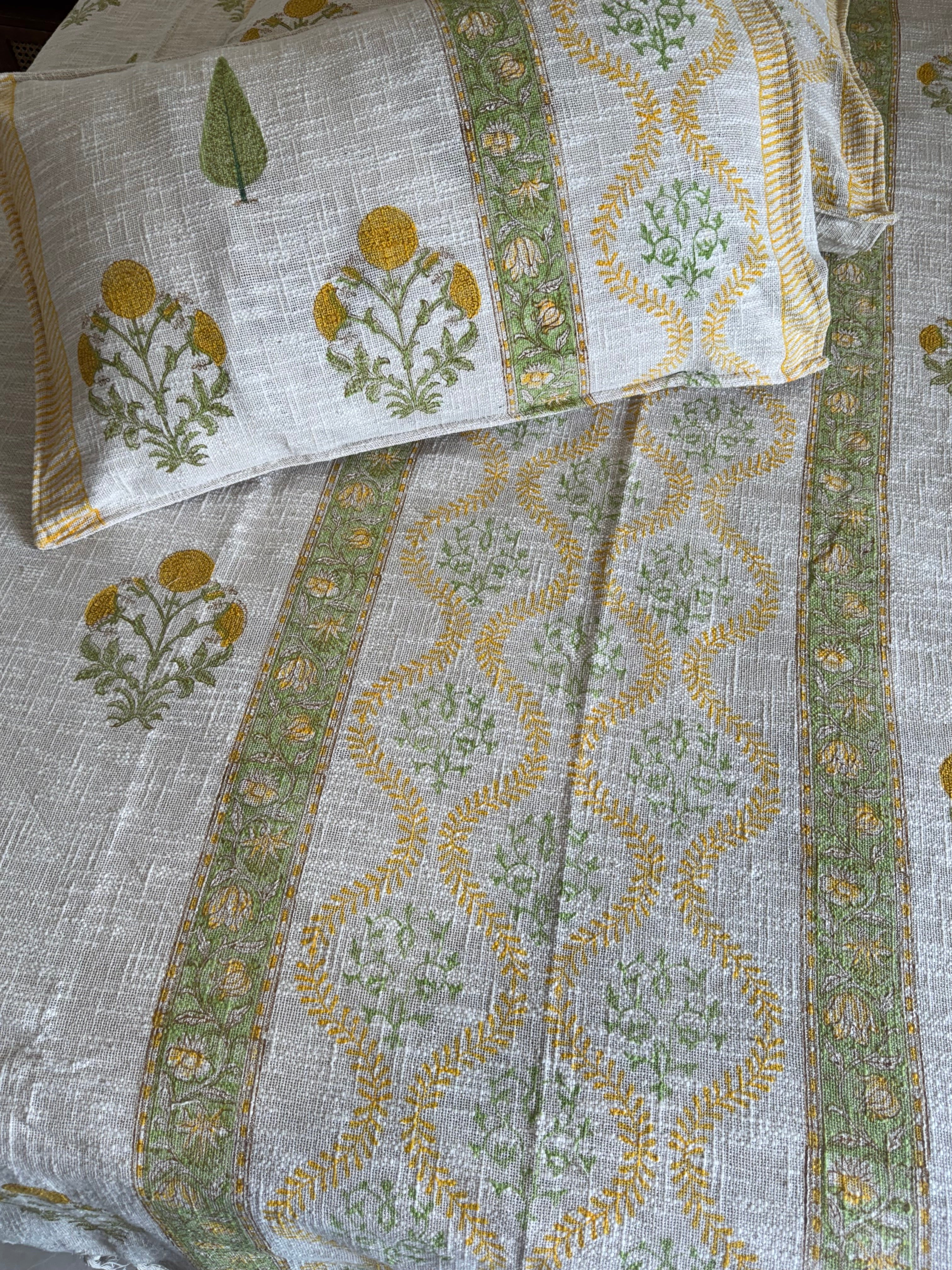 HAND BLOCK PRINTED JUTE BEDCOVER - 108 by 108 INCHES