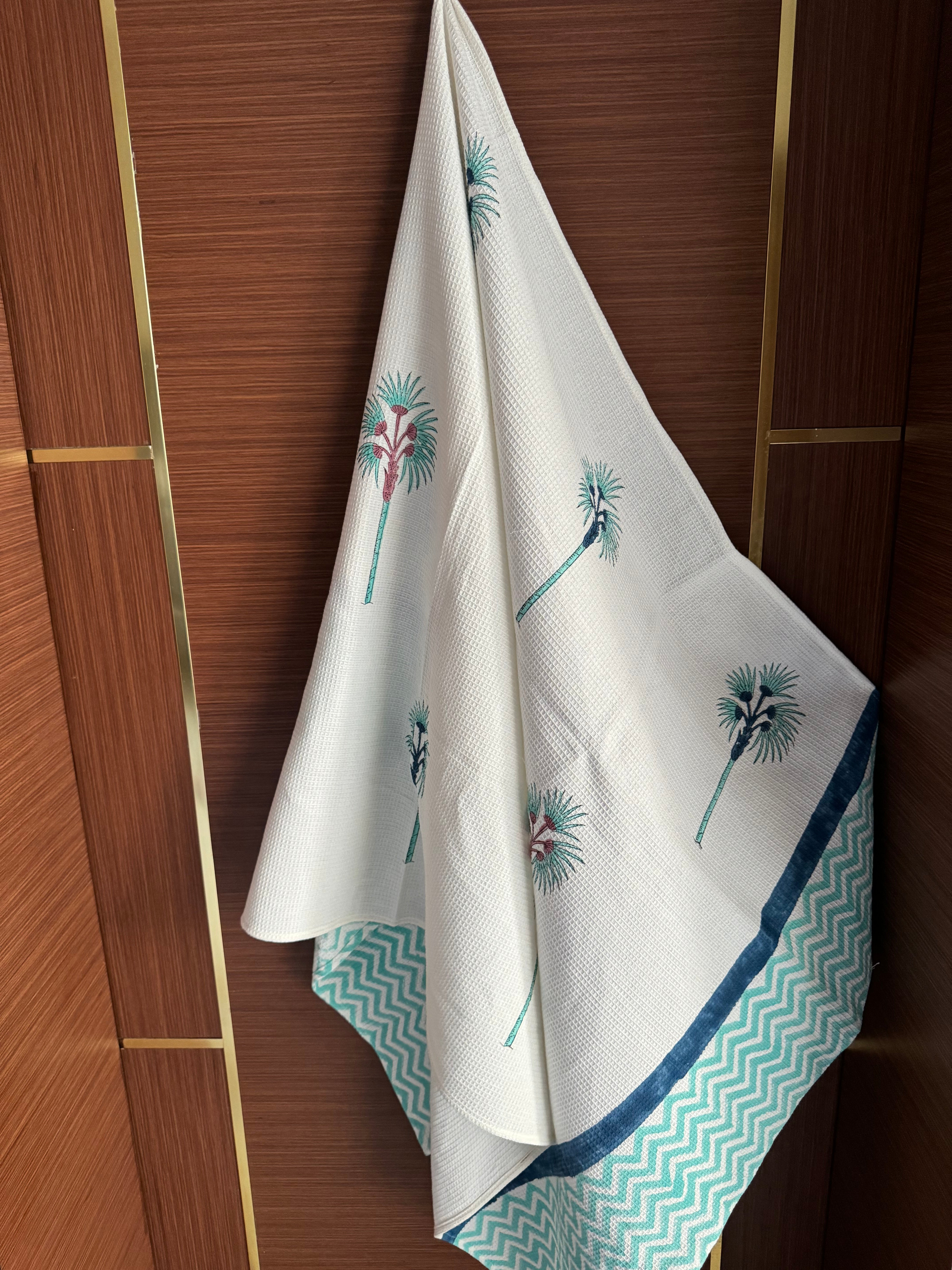 VEDA HAND BLOCK PRINTED BODY & HAND TOWEL SET