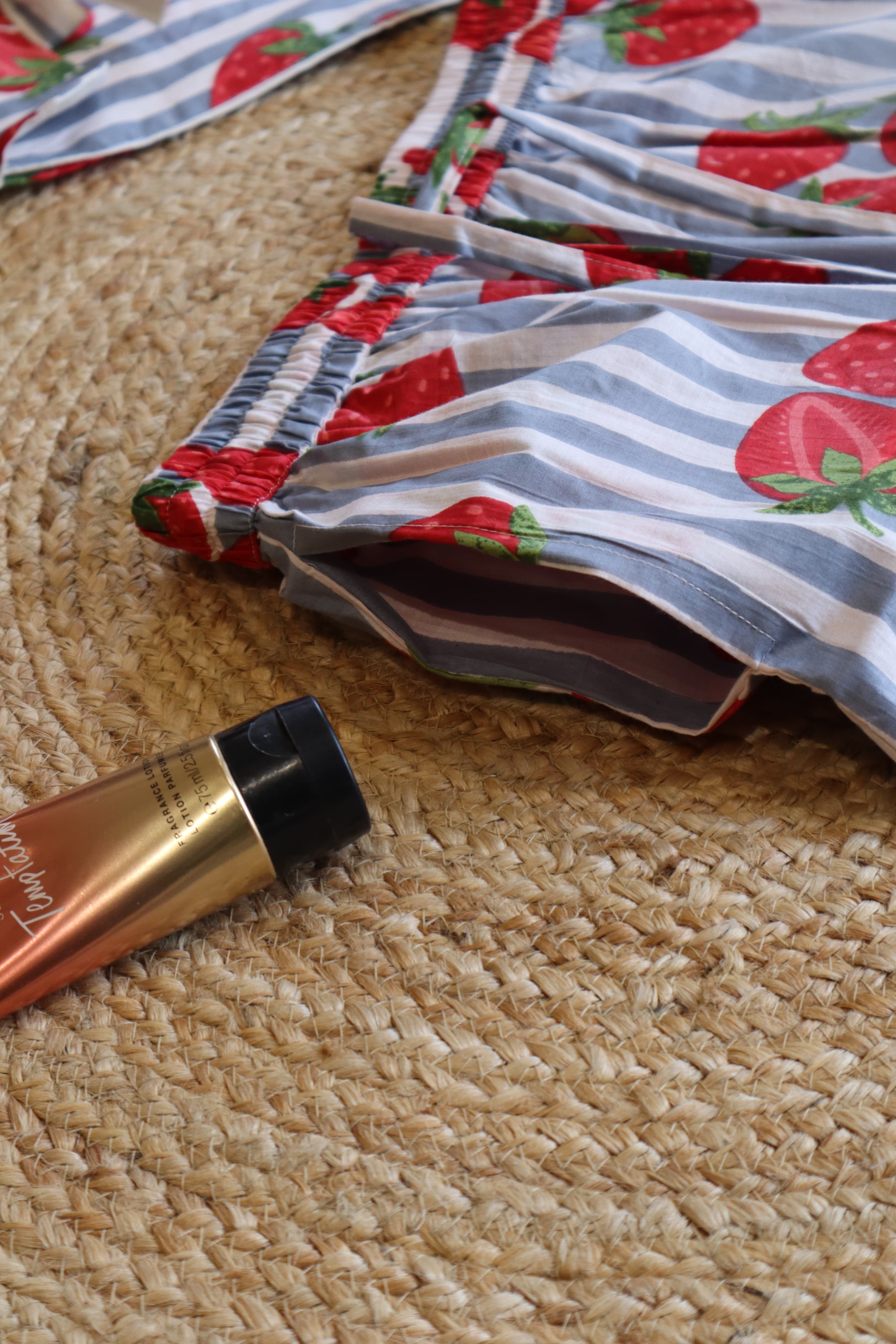 GREY STRAWBERRY FULL SHIRT AND FULL PAJAMA