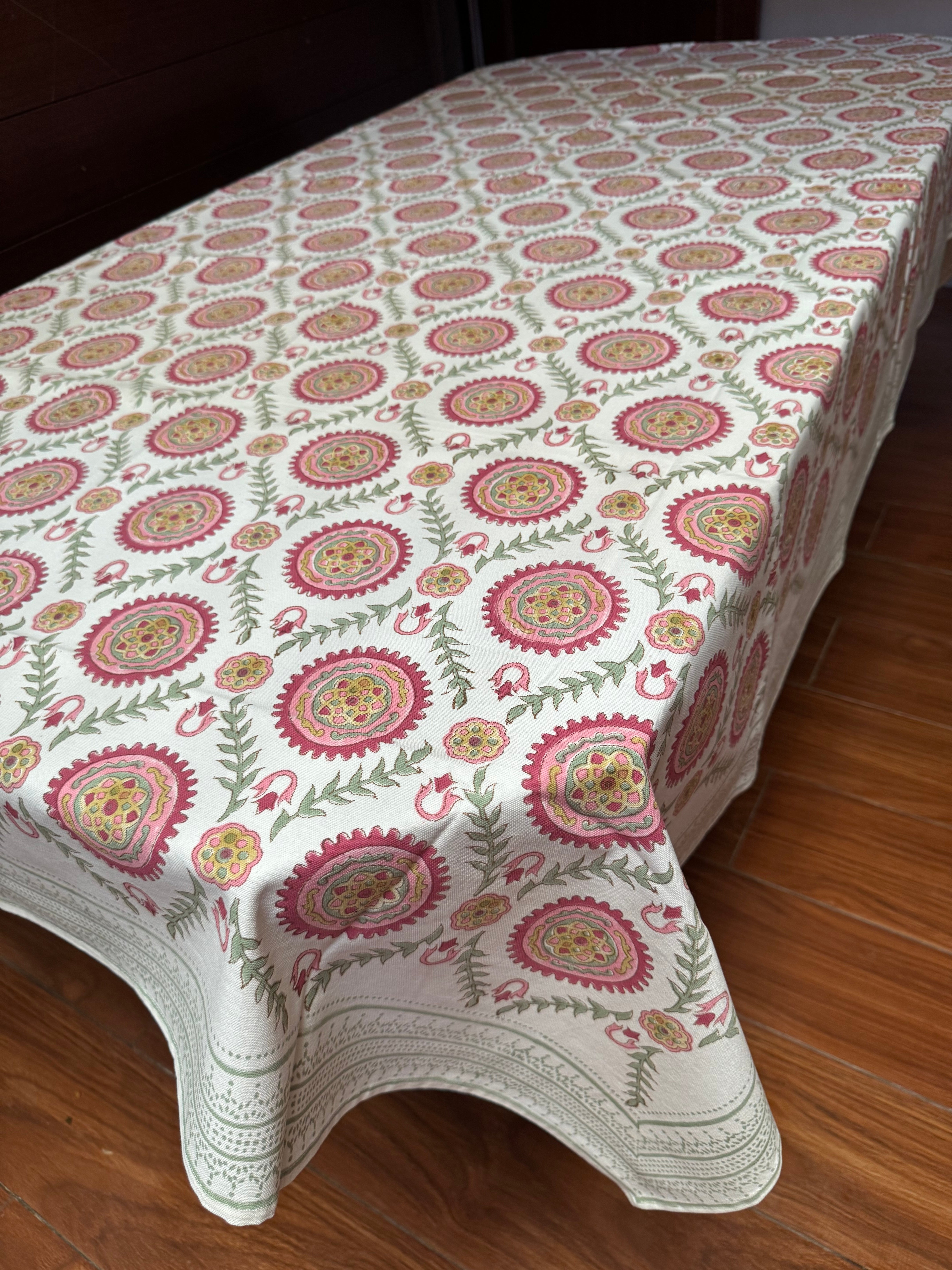SIX SEATER HANDBLOCK PRINTED TABLECLOTH