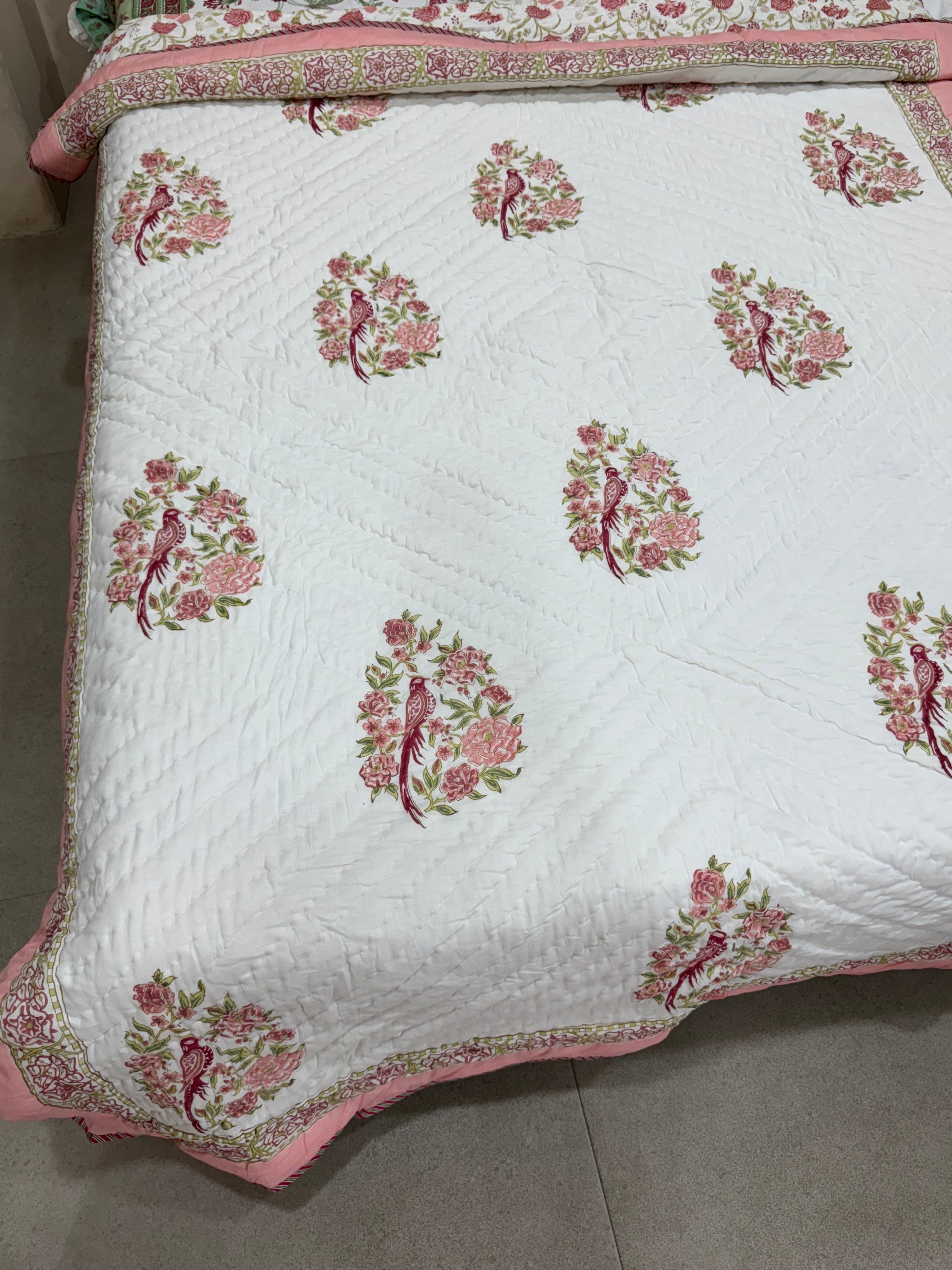 HANDBLOCK PRINTED SINGLE QUILT