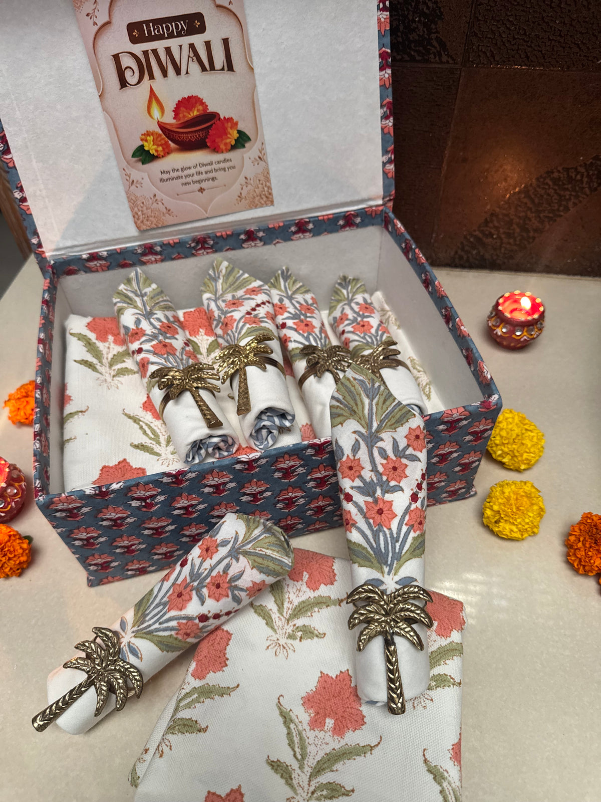 HAND BLOCK PRINTED GIFT BOX - TABLE LINEN
