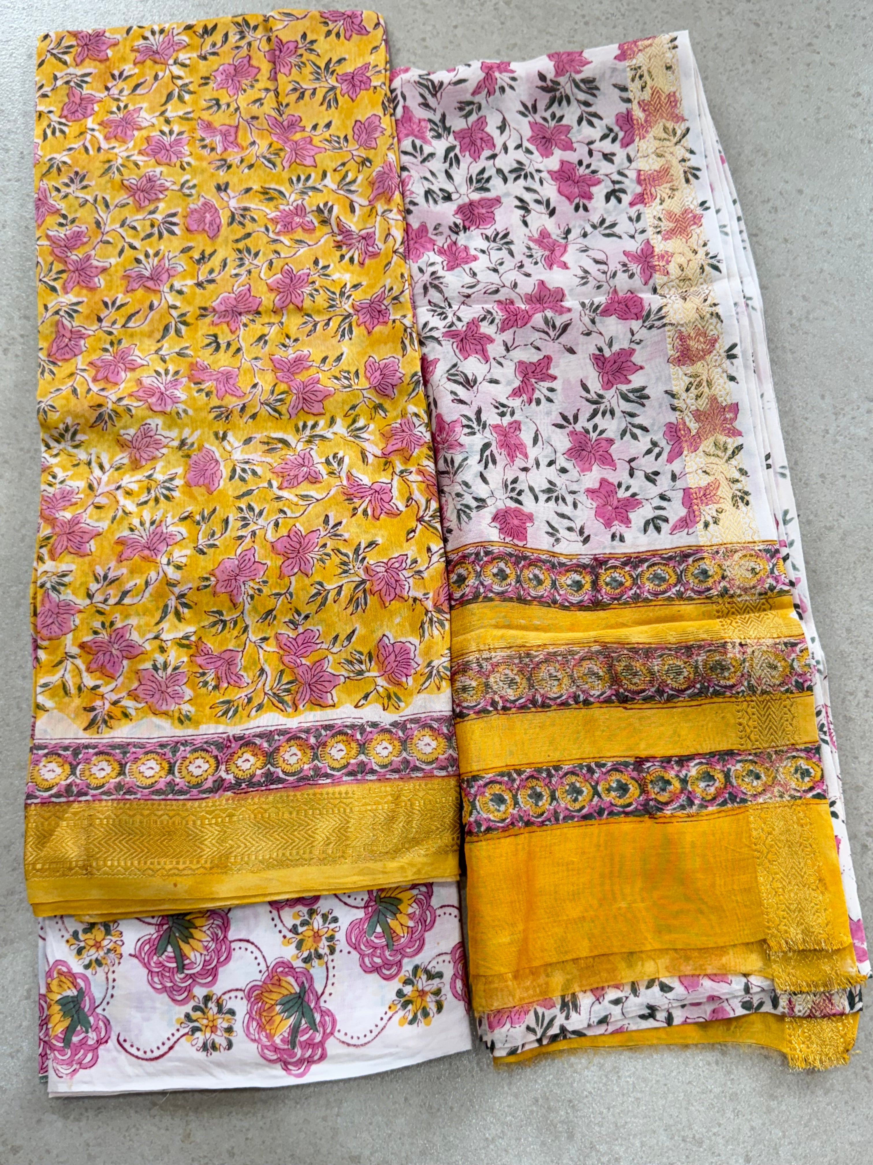 HAND BLOCK PRINTED MAHESHWARI UNSTITCHED SUIT