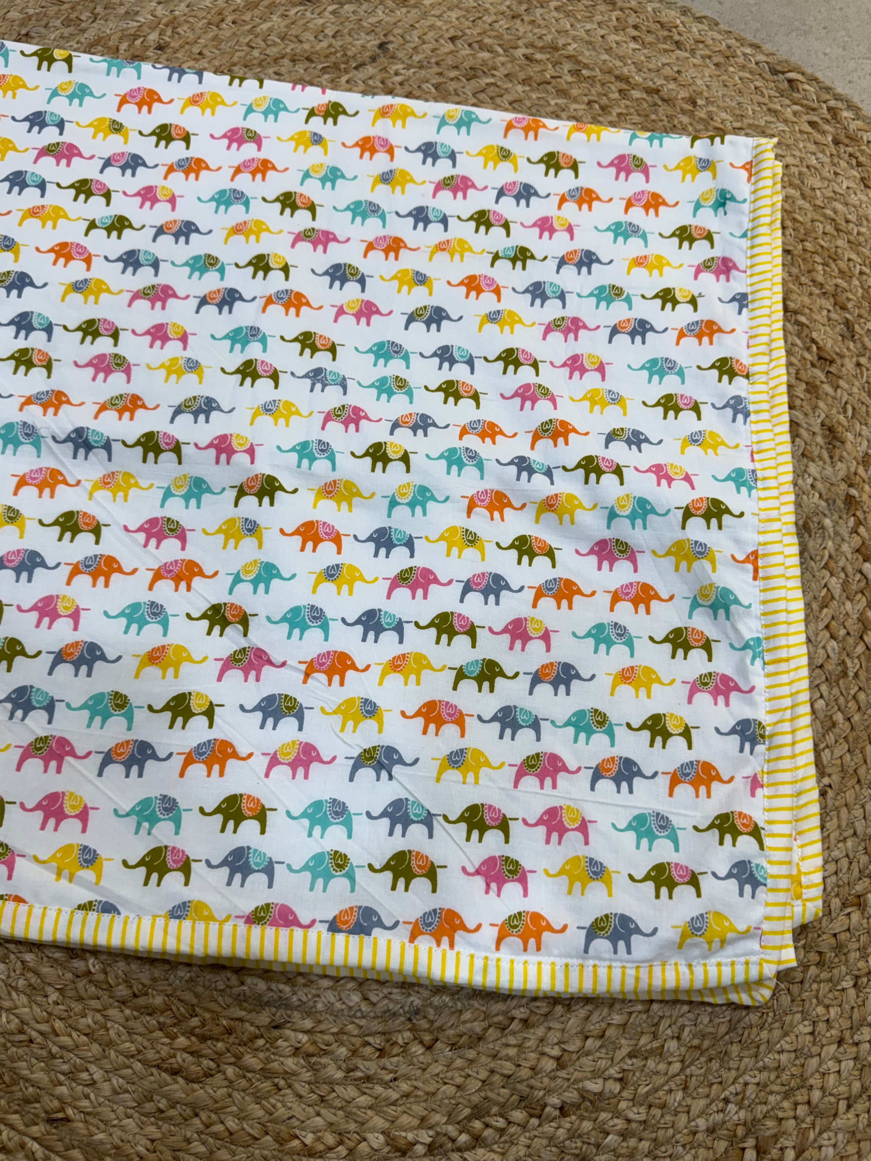 HAND BLOCK BLOCK PRINTED REVERSIBLE MULMUL BABY DOHAR