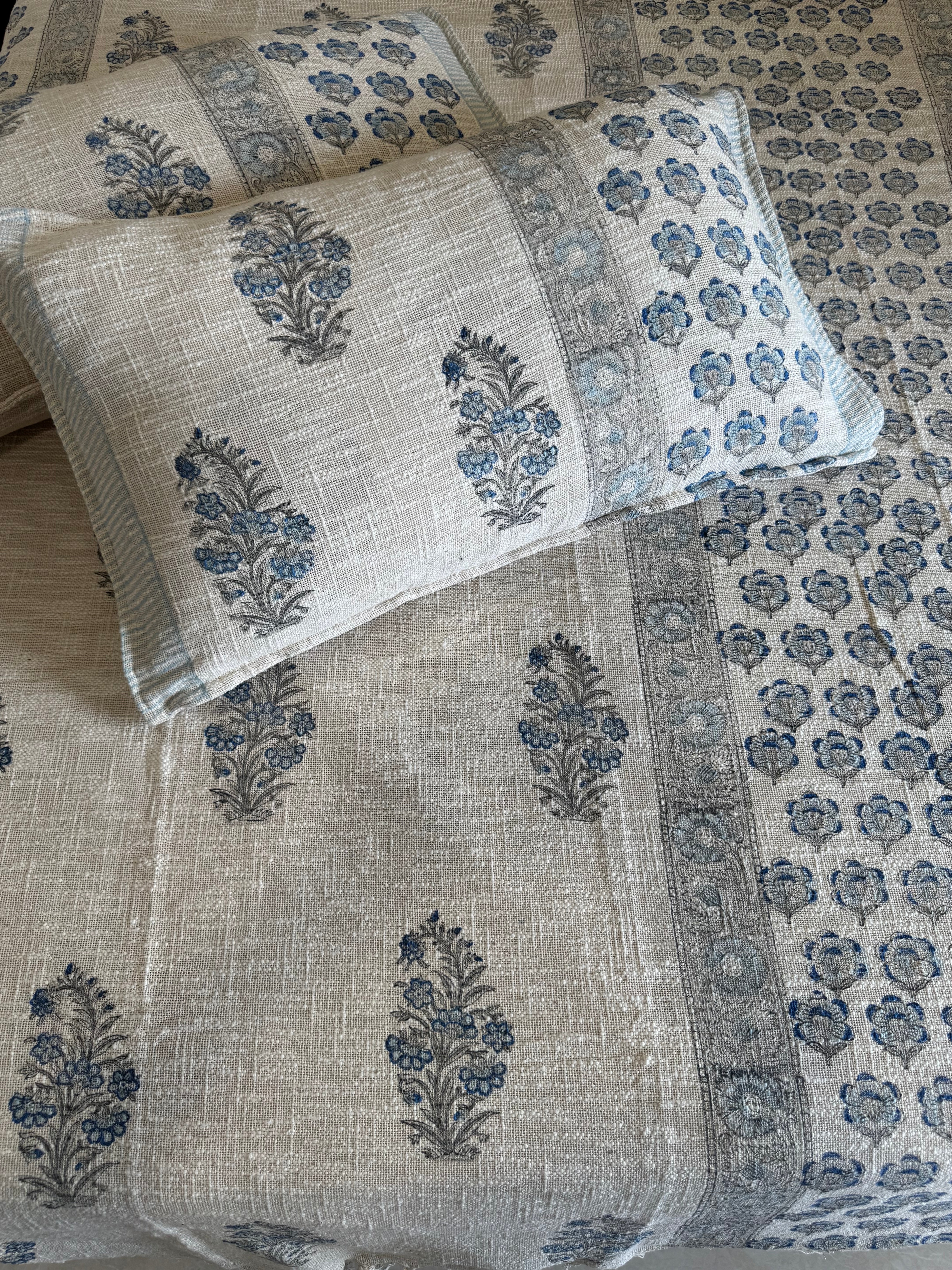 HAND BLOCK PRINTED JUTE BEDCOVER - 108 by 108 INCHES