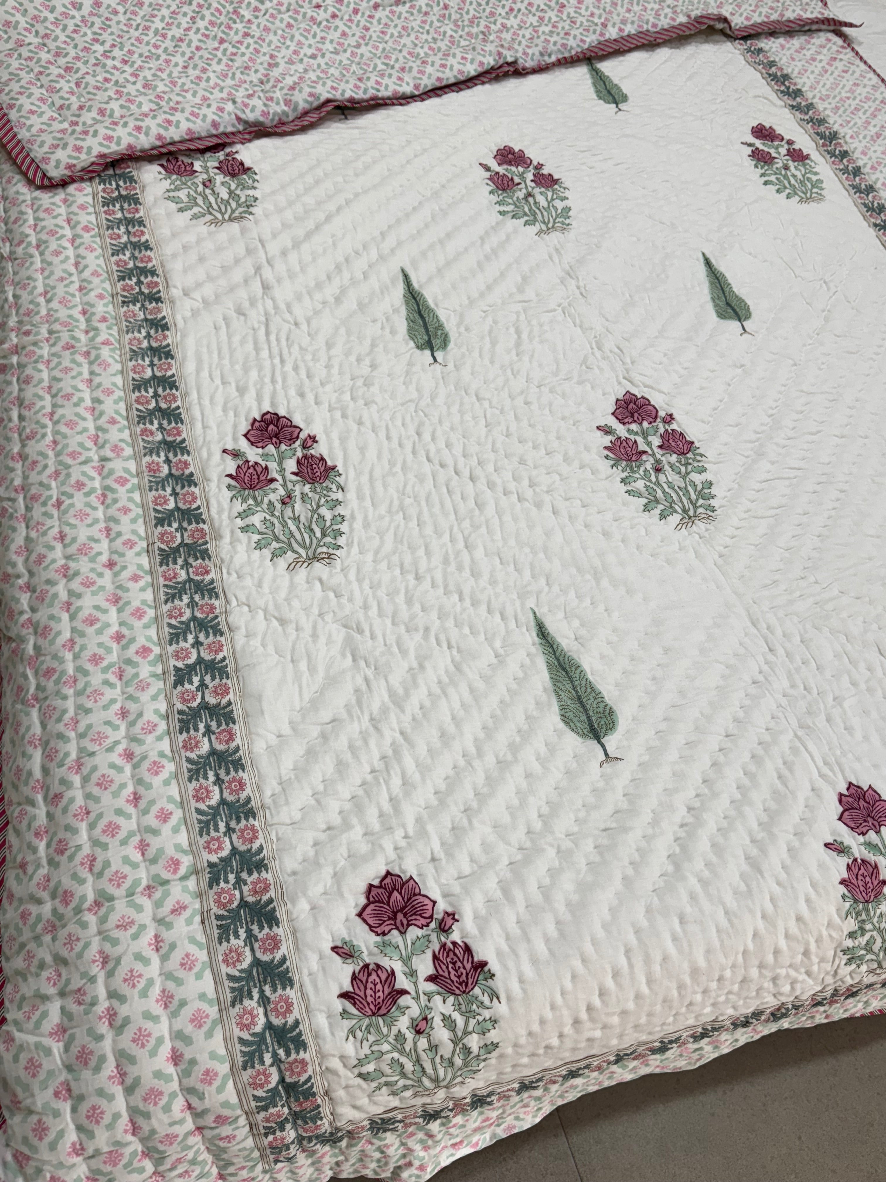 HANDBLOCK PRINTED SINGLE QUILT