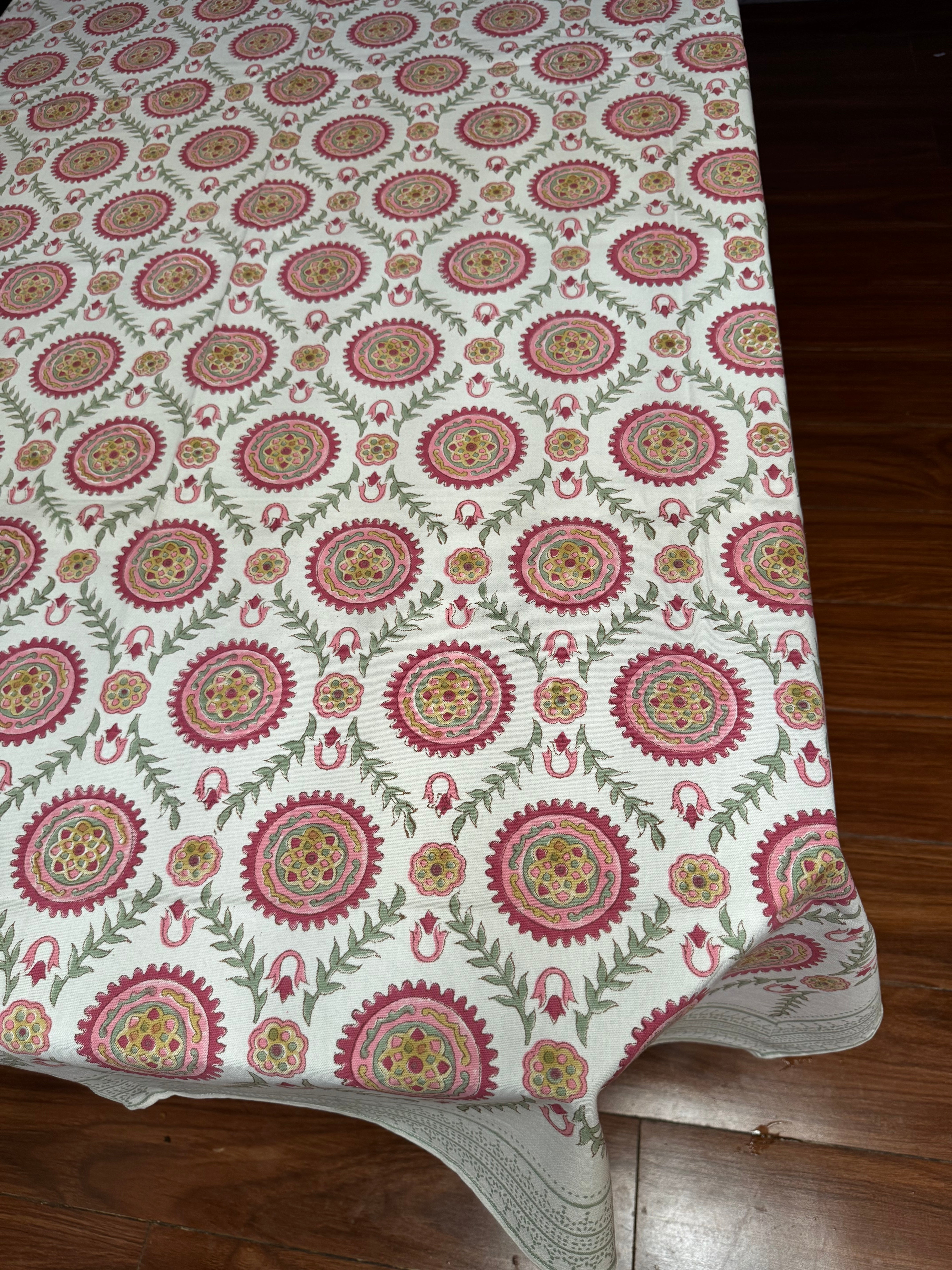 SIX SEATER HANDBLOCK PRINTED TABLECLOTH
