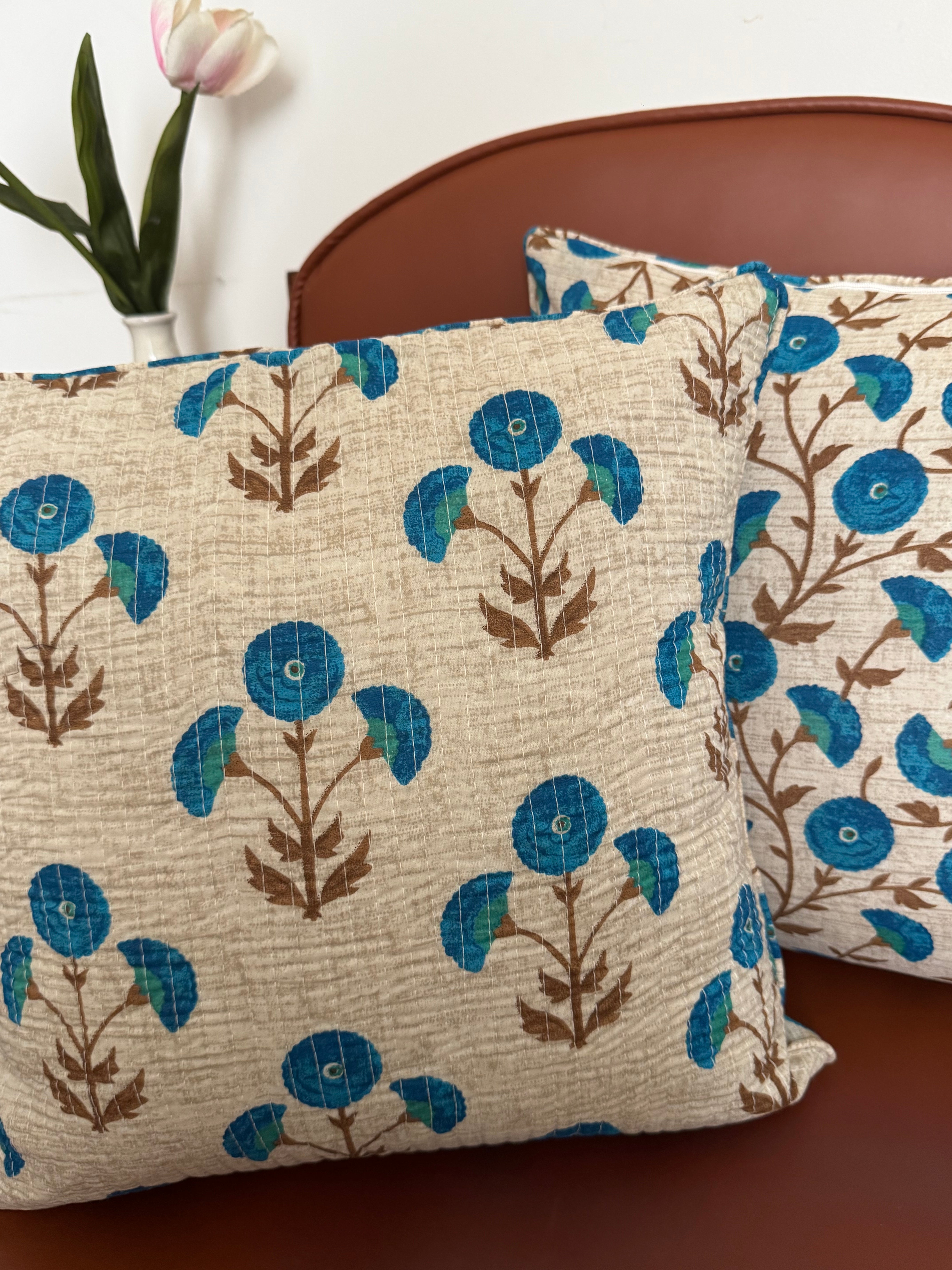 KANAK - SINGLE PIECE QUILTED 16 BY 16 INCHES CUSHION COVERS