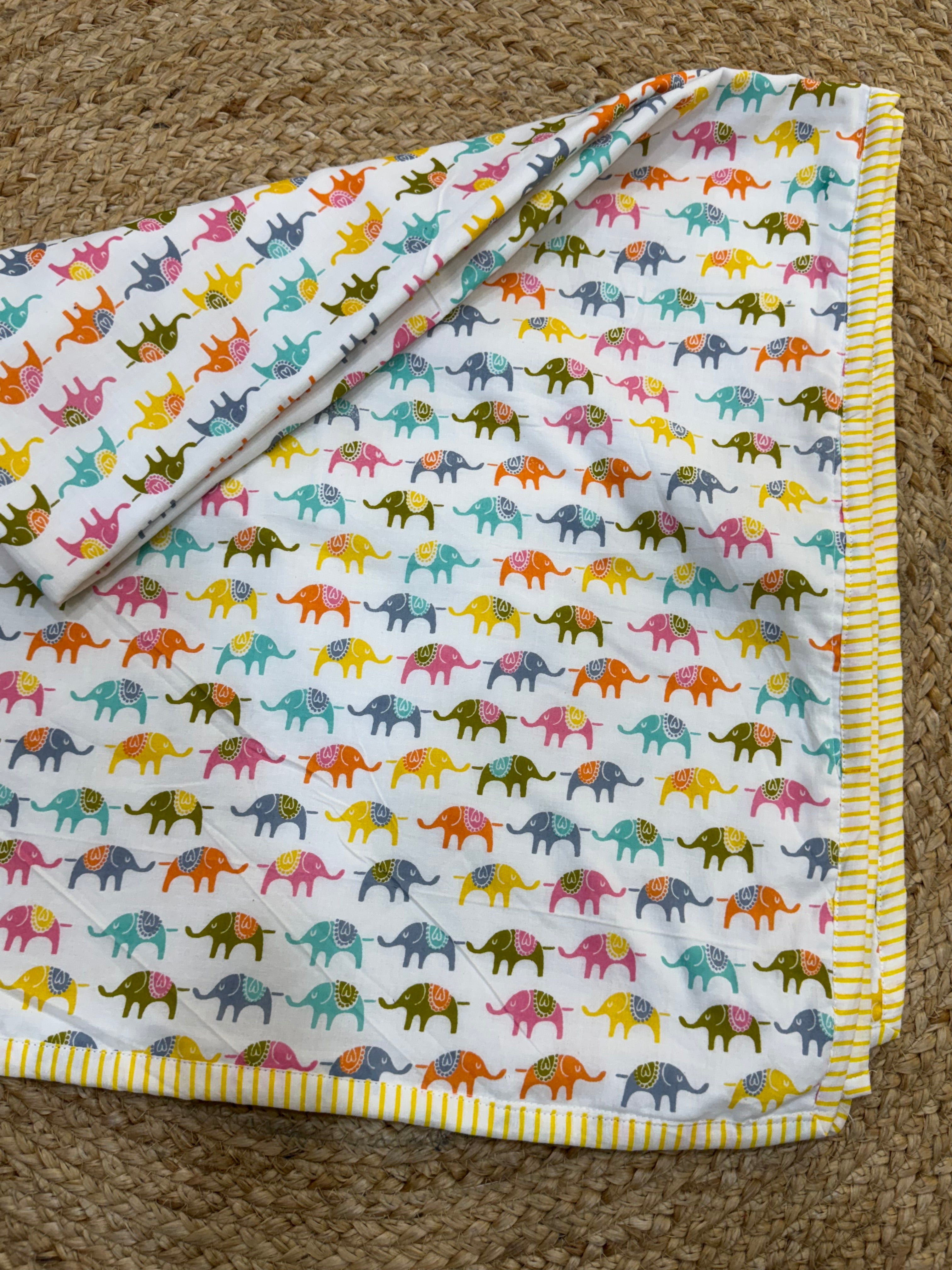 HAND BLOCK BLOCK PRINTED REVERSIBLE MULMUL BABY DOHAR