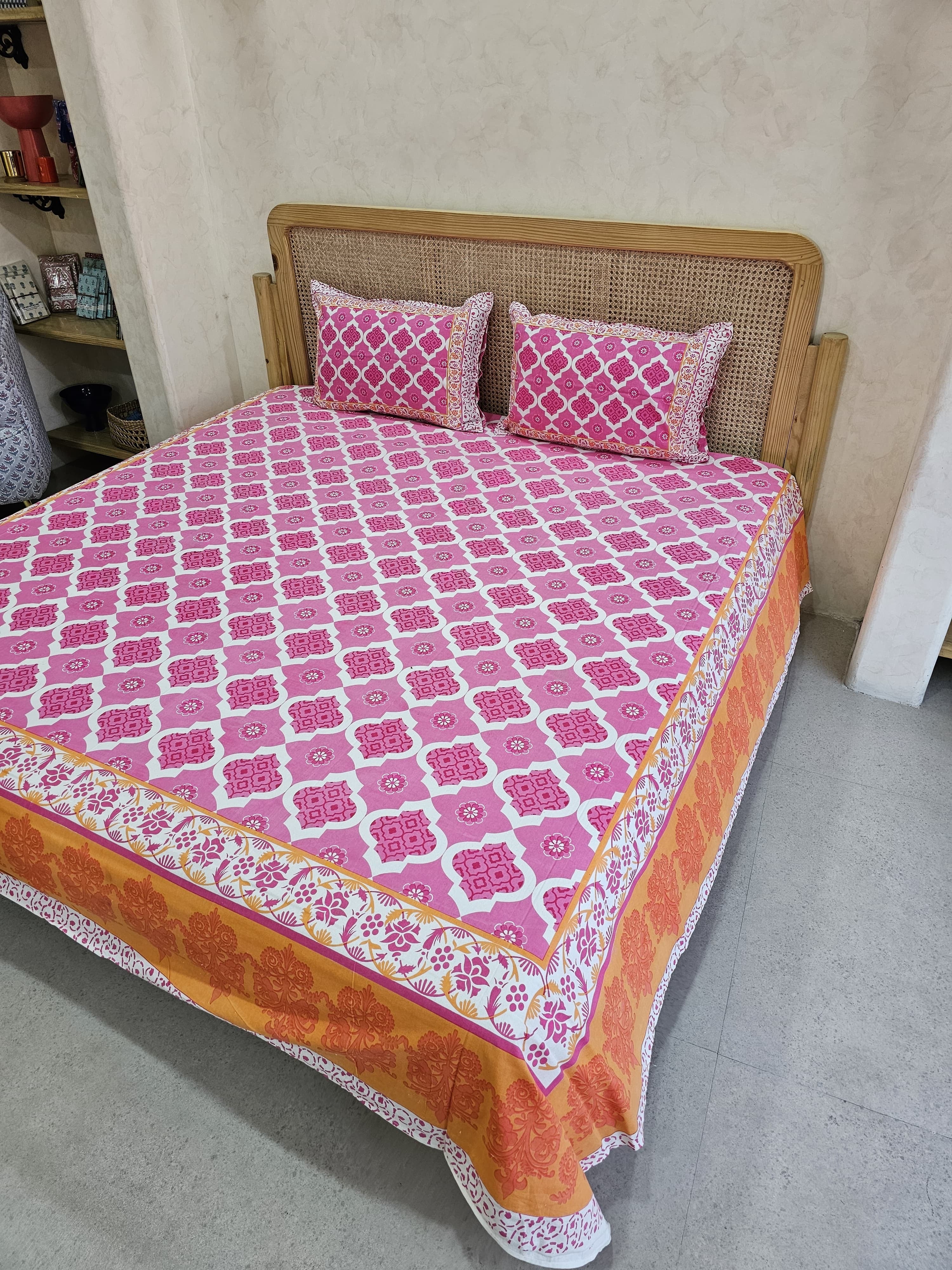 SANSKRITI BEDSHEET WITH TWO REVERSIBLE PILLOW COVERS