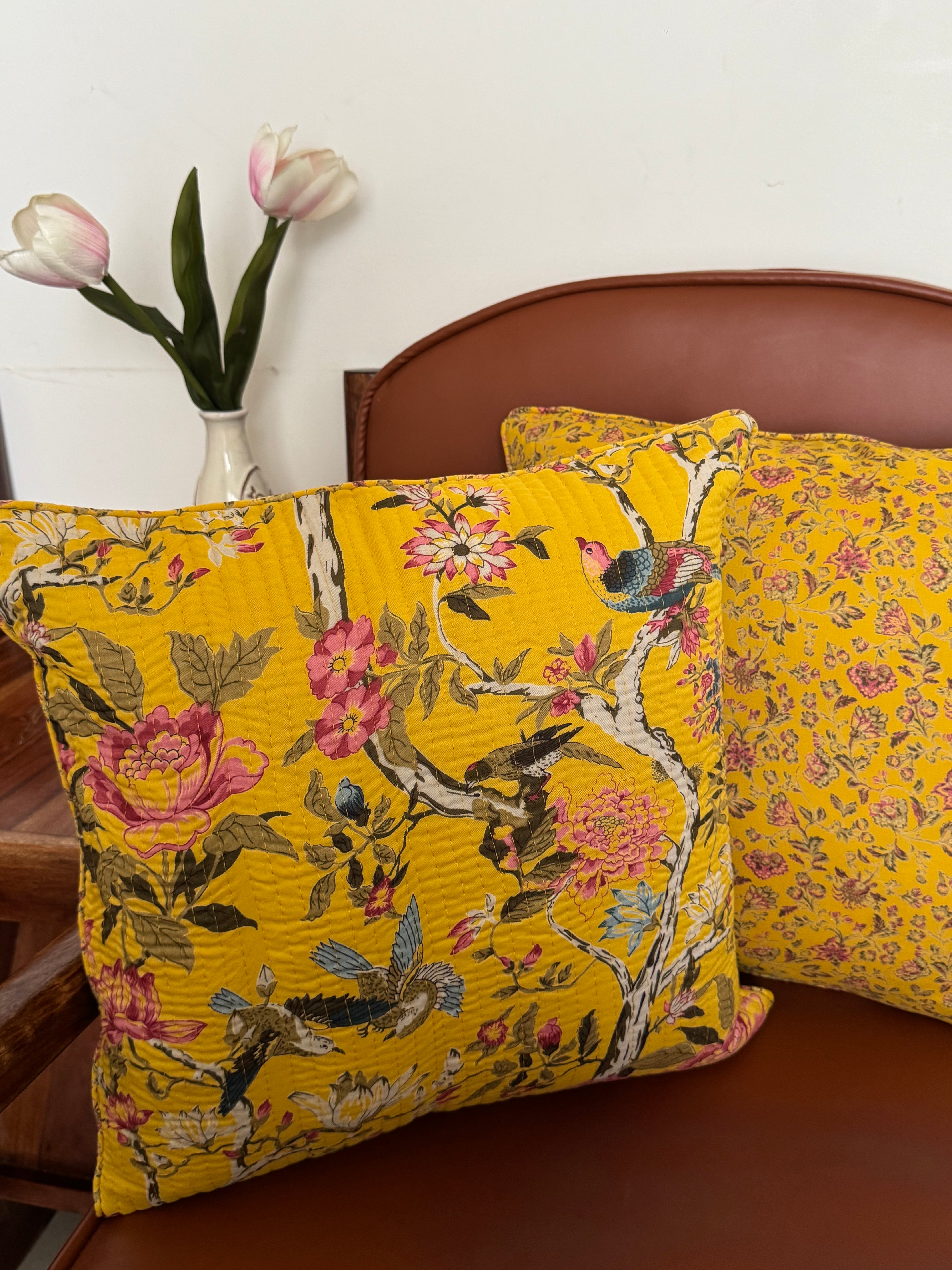 KANAK - SINGLE PIECE QUILTED 16 BY 16 INCHES CUSHION COVERS