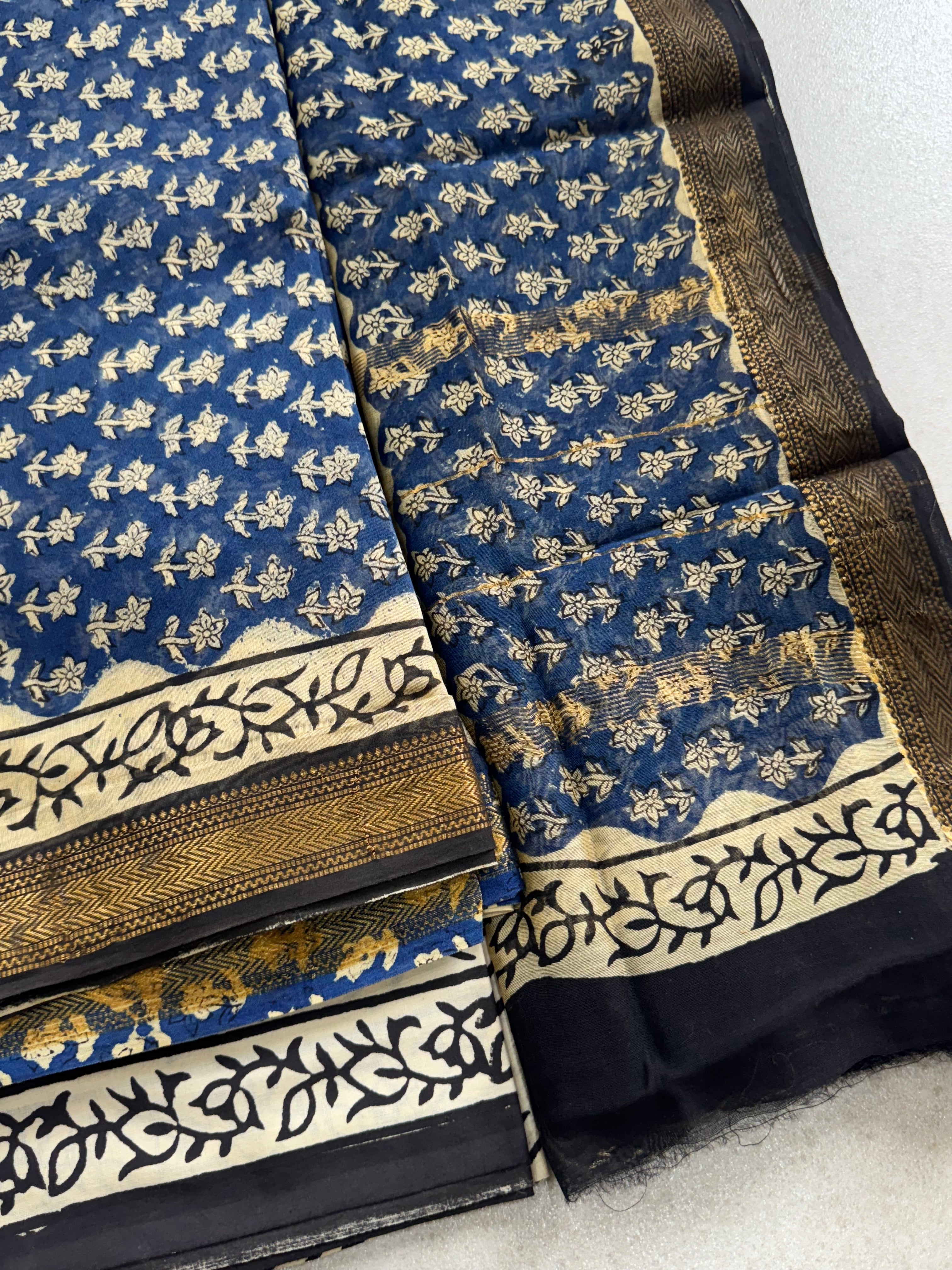 HAND BLOCK PRINTED MAHESHWARI UNSTITCHED SUIT