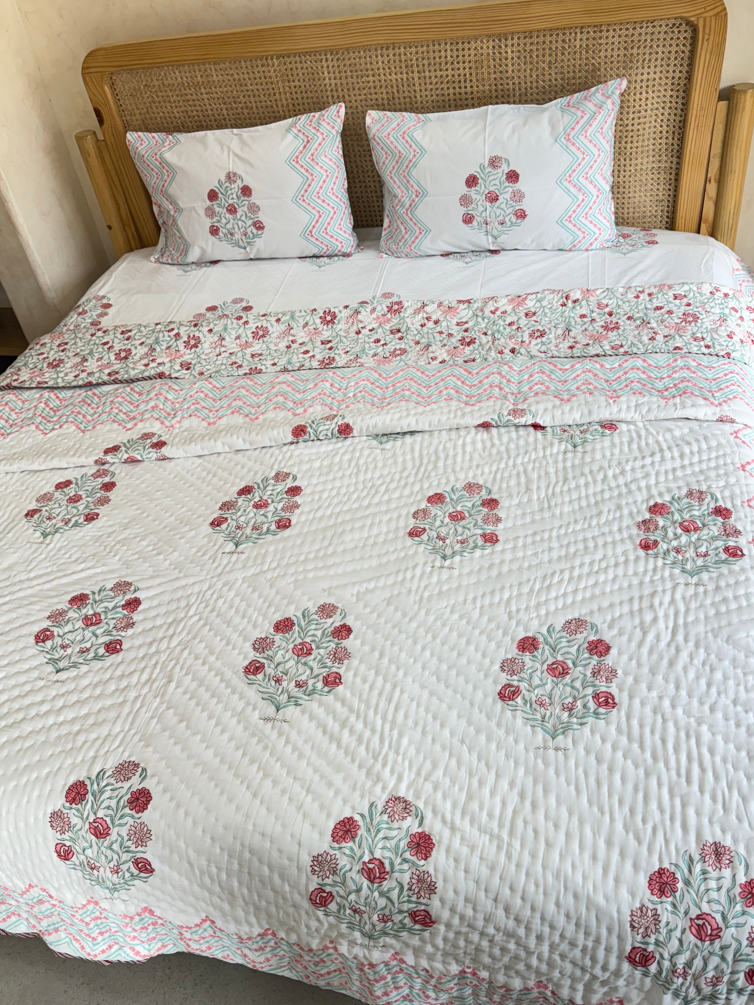 SNUG BOUQUET HANDBLOCK PRINTED BEDDING