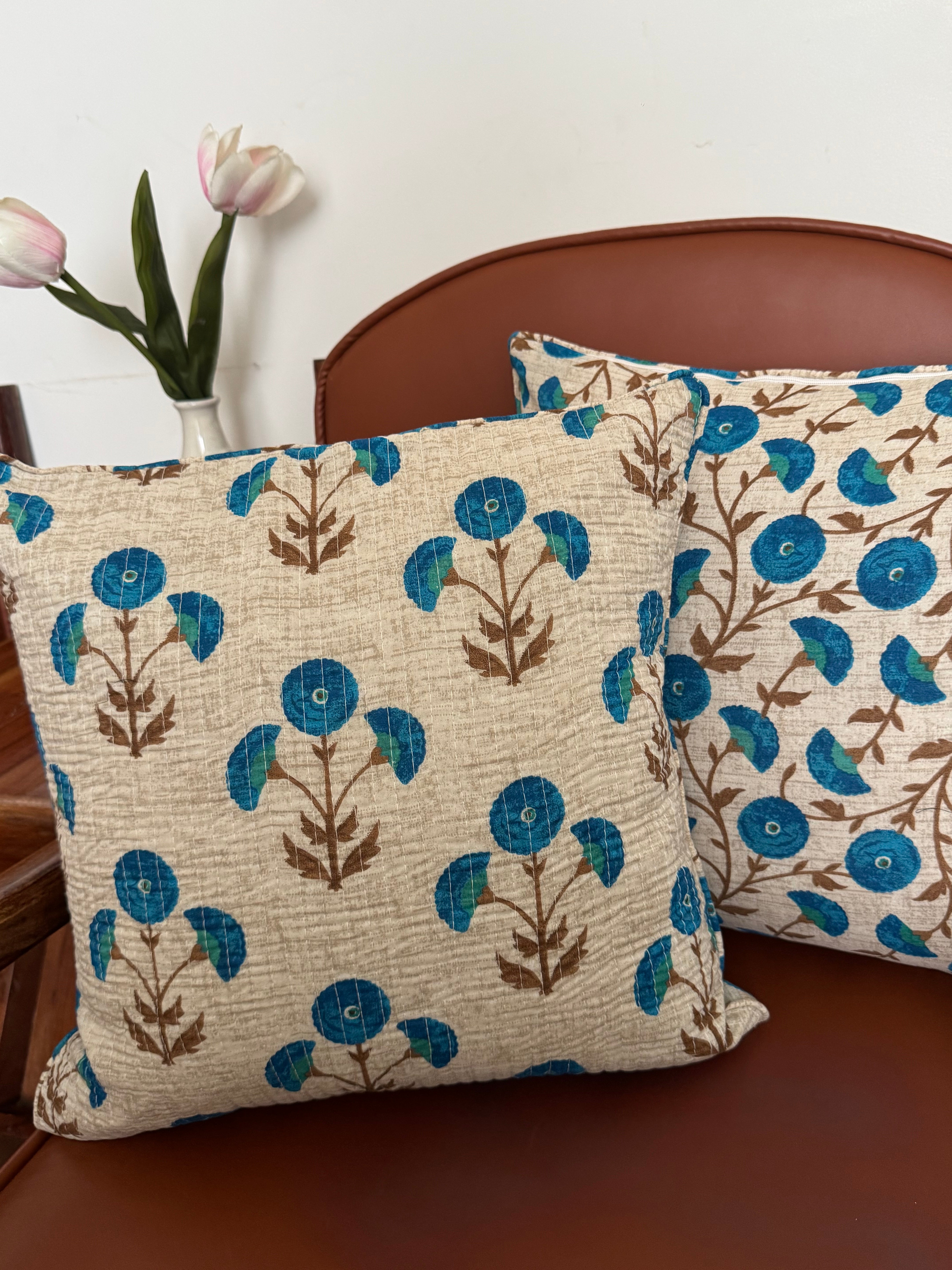 KANAK - SINGLE PIECE QUILTED 16 BY 16 INCHES CUSHION COVERS
