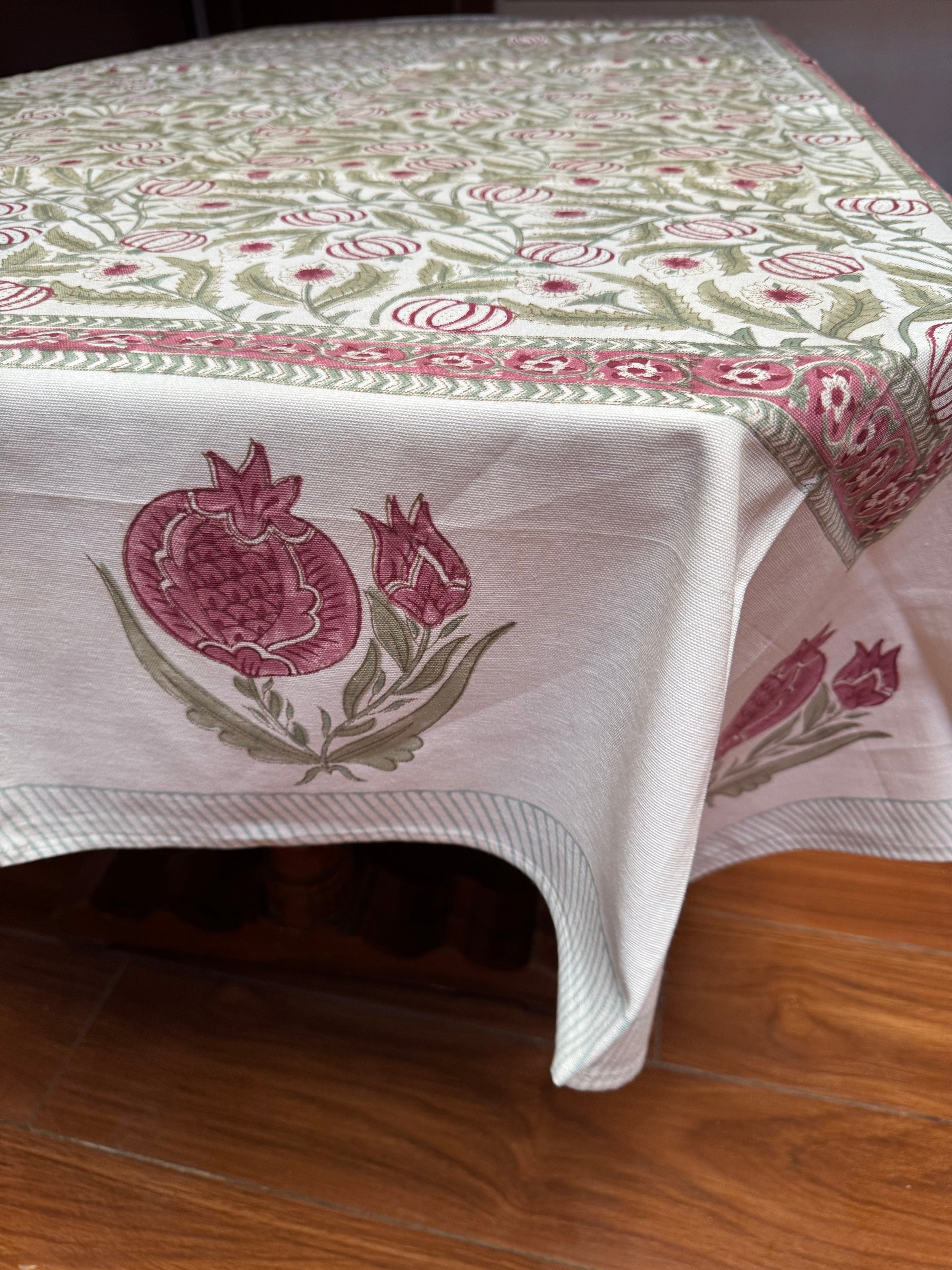 SIX SEATER HANDBLOCK PRINTED TABLECLOTH