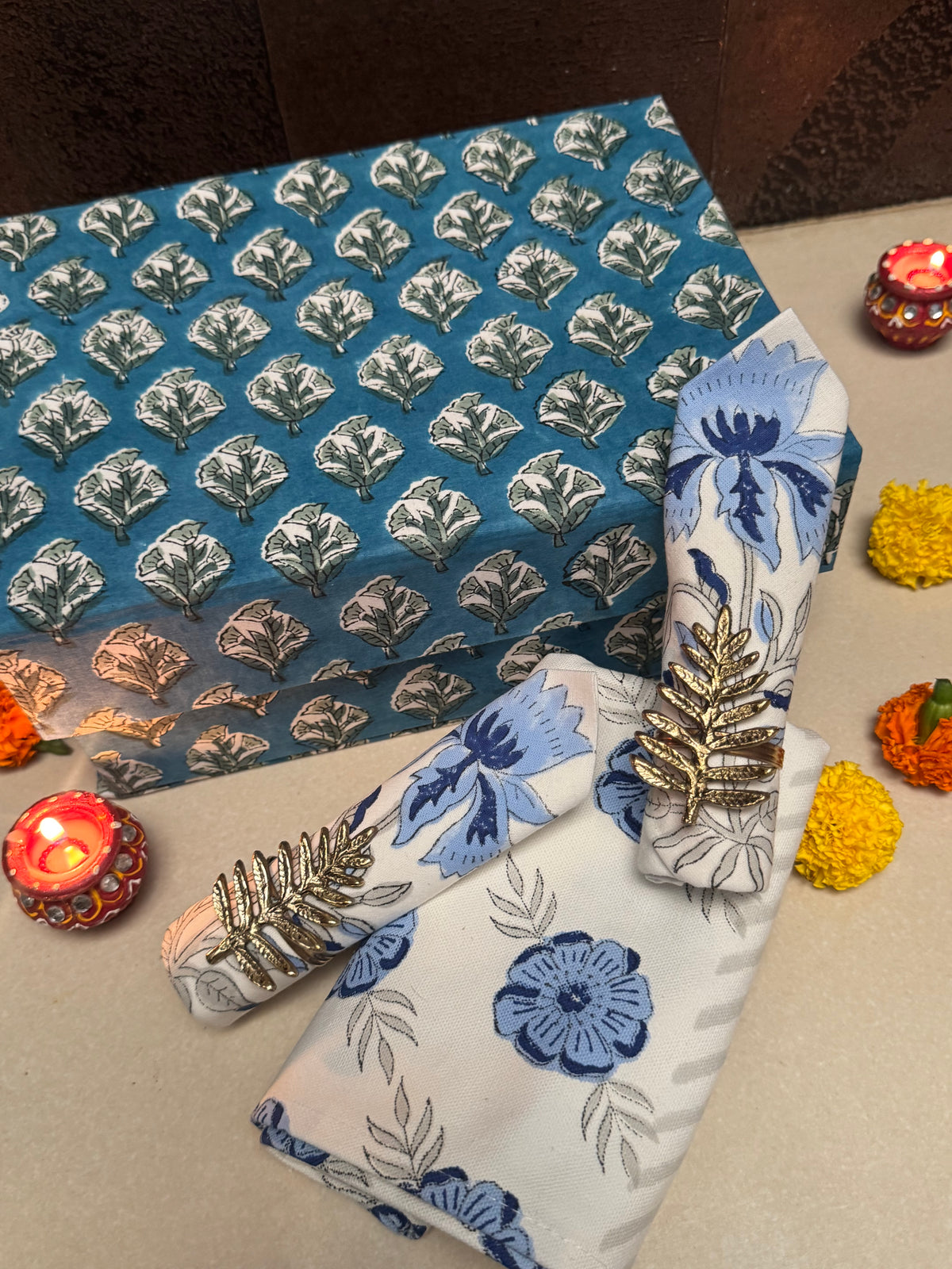 HAND BLOCK PRINTED GIFT BOX - TABLE LINEN