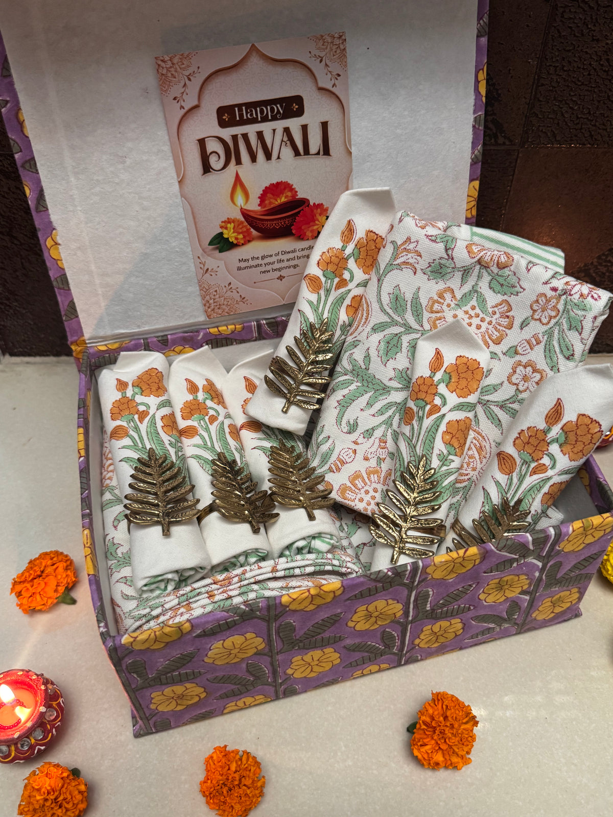 HAND BLOCK PRINTED GIFT BOX - TABLE LINEN