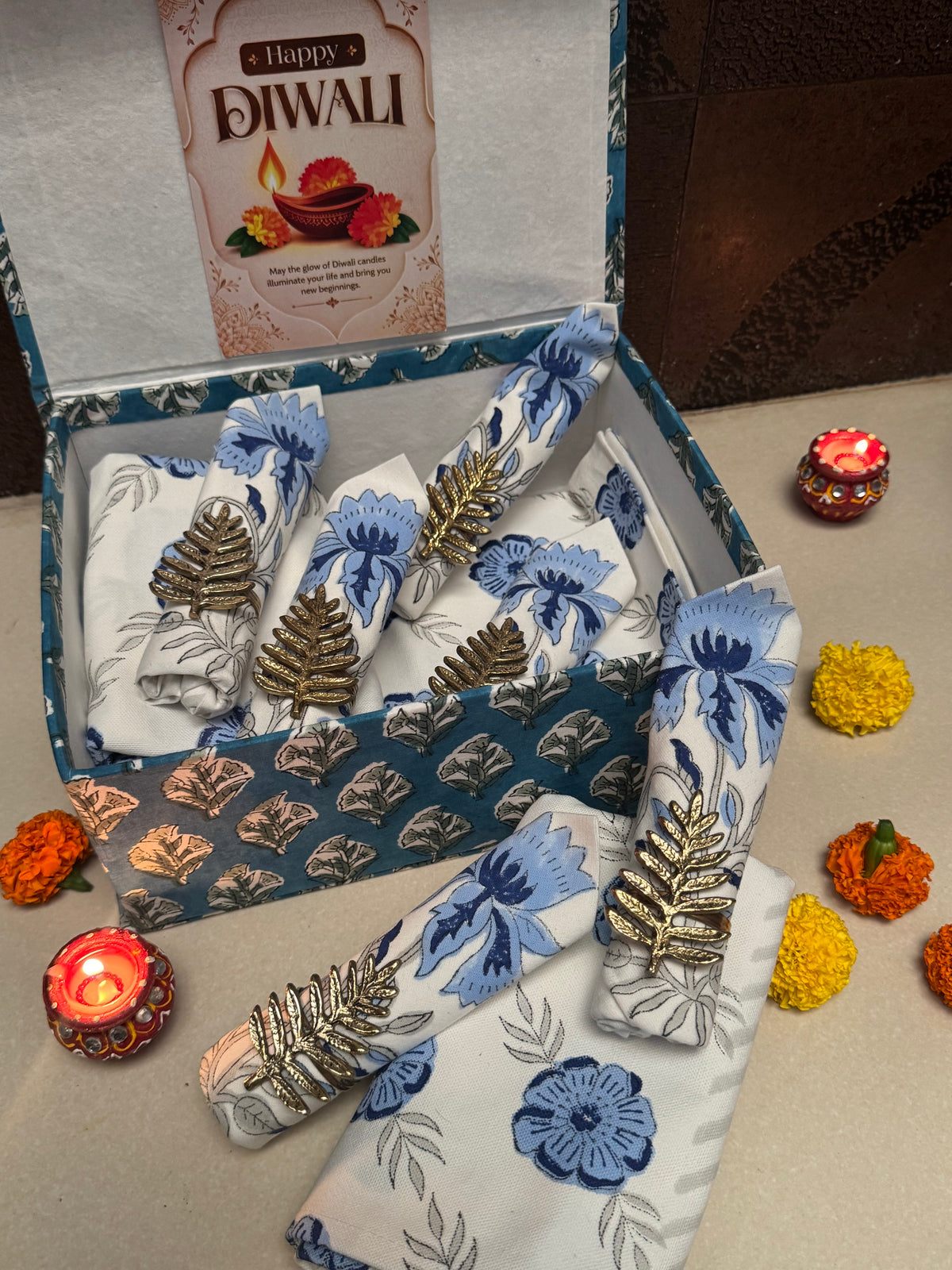 HAND BLOCK PRINTED GIFT BOX - TABLE LINEN
