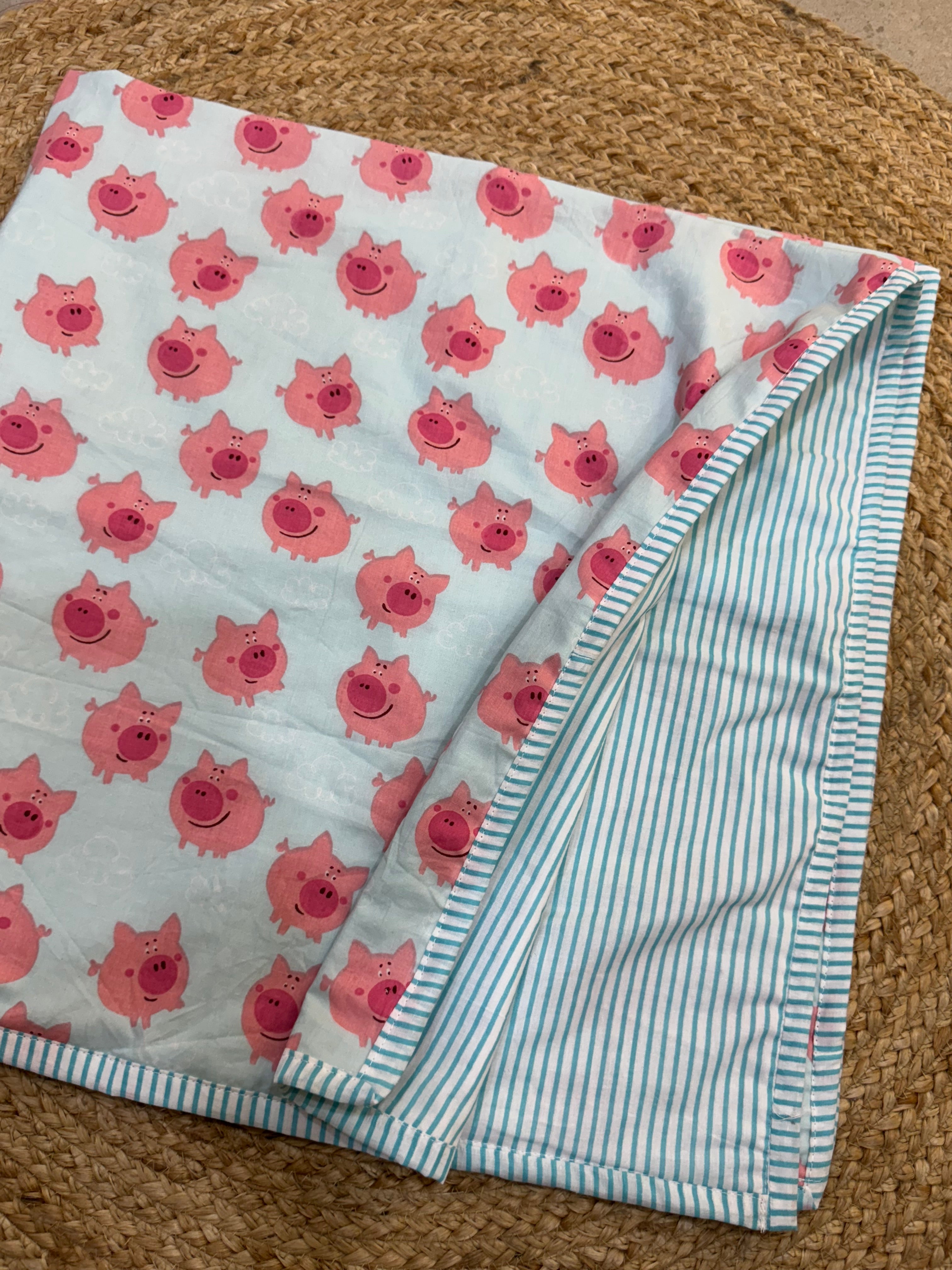 HAND BLOCK BLOCK PRINTED REVERSIBLE MULMUL BABY DOHAR