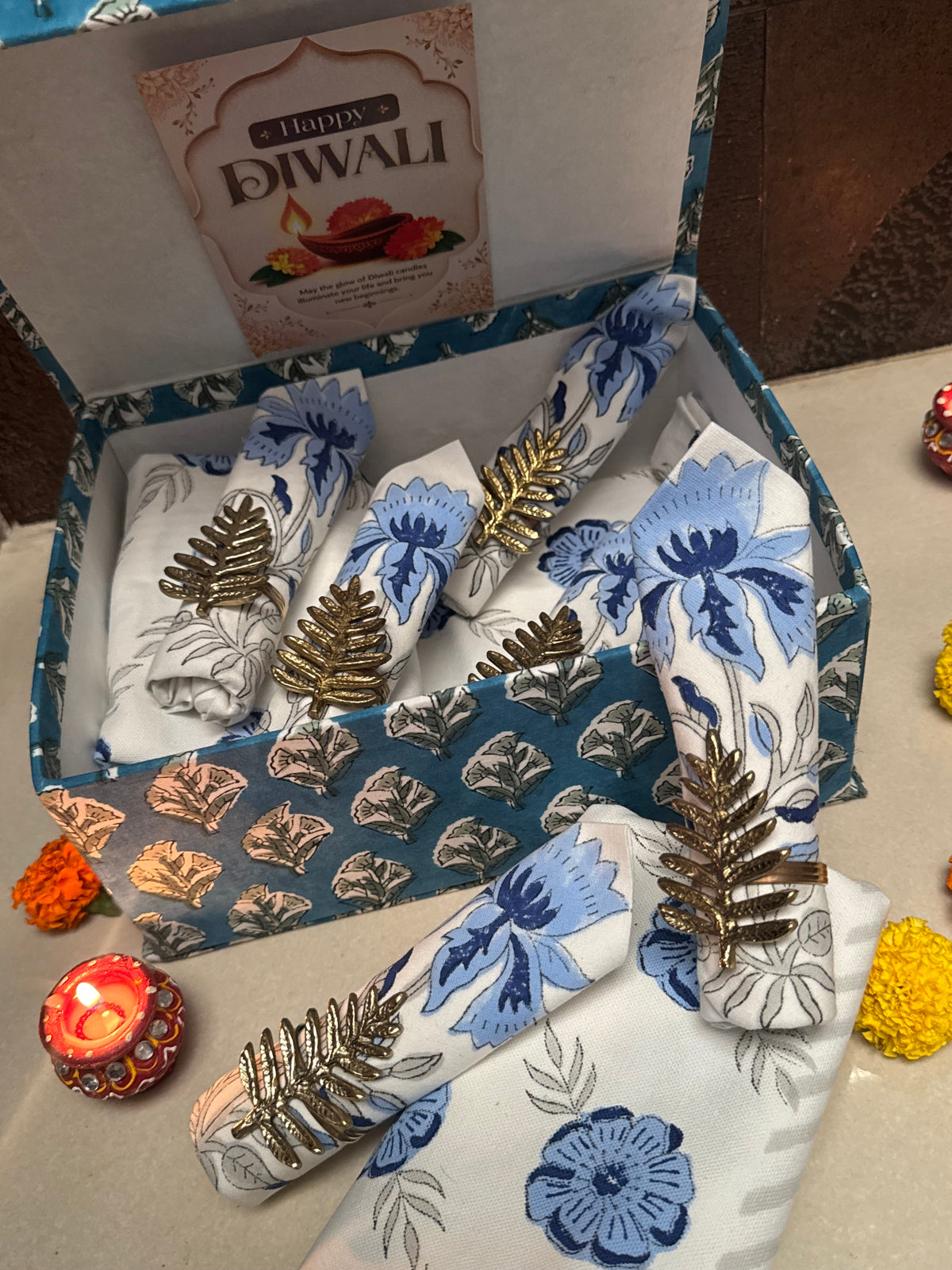 HAND BLOCK PRINTED GIFT BOX - TABLE LINEN