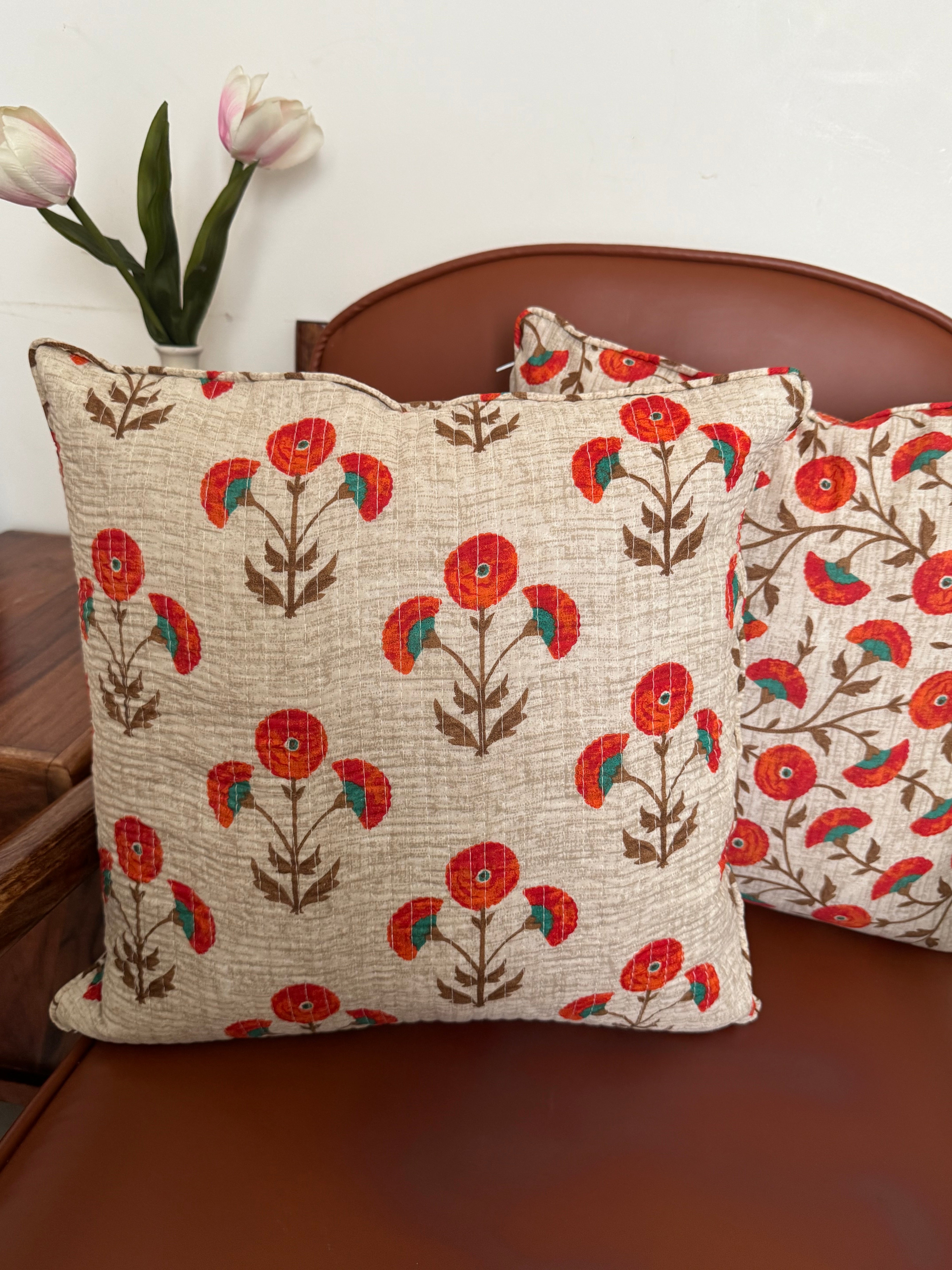 KANAK - SINGLE PIECE QUILTED 16 BY 16 INCHES CUSHION COVERS