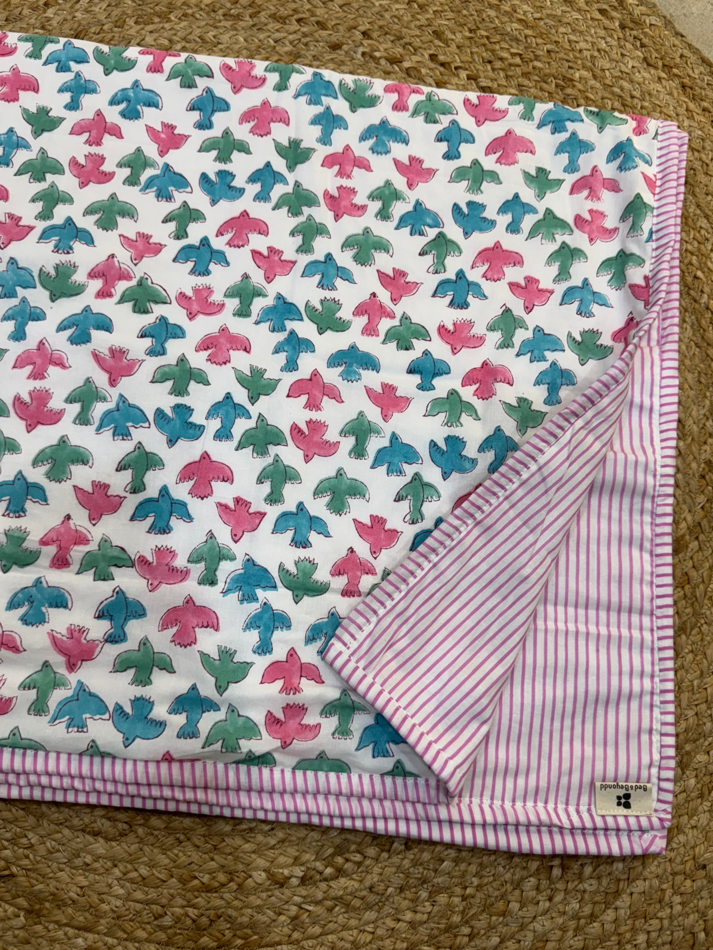 HAND BLOCK BLOCK PRINTED REVERSIBLE MULMUL BABY DOHAR