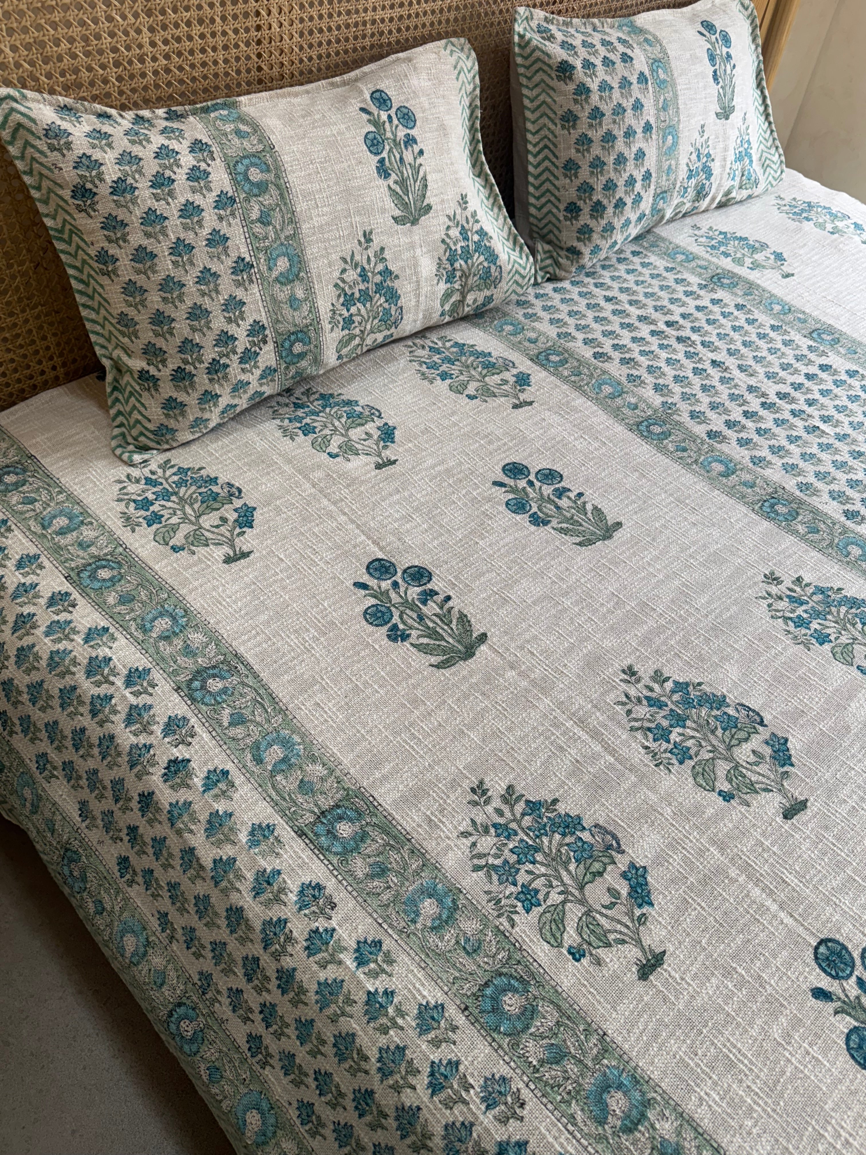 HAND BLOCK PRINTED JUTE BEDCOVER - 108 by 108 INCHES