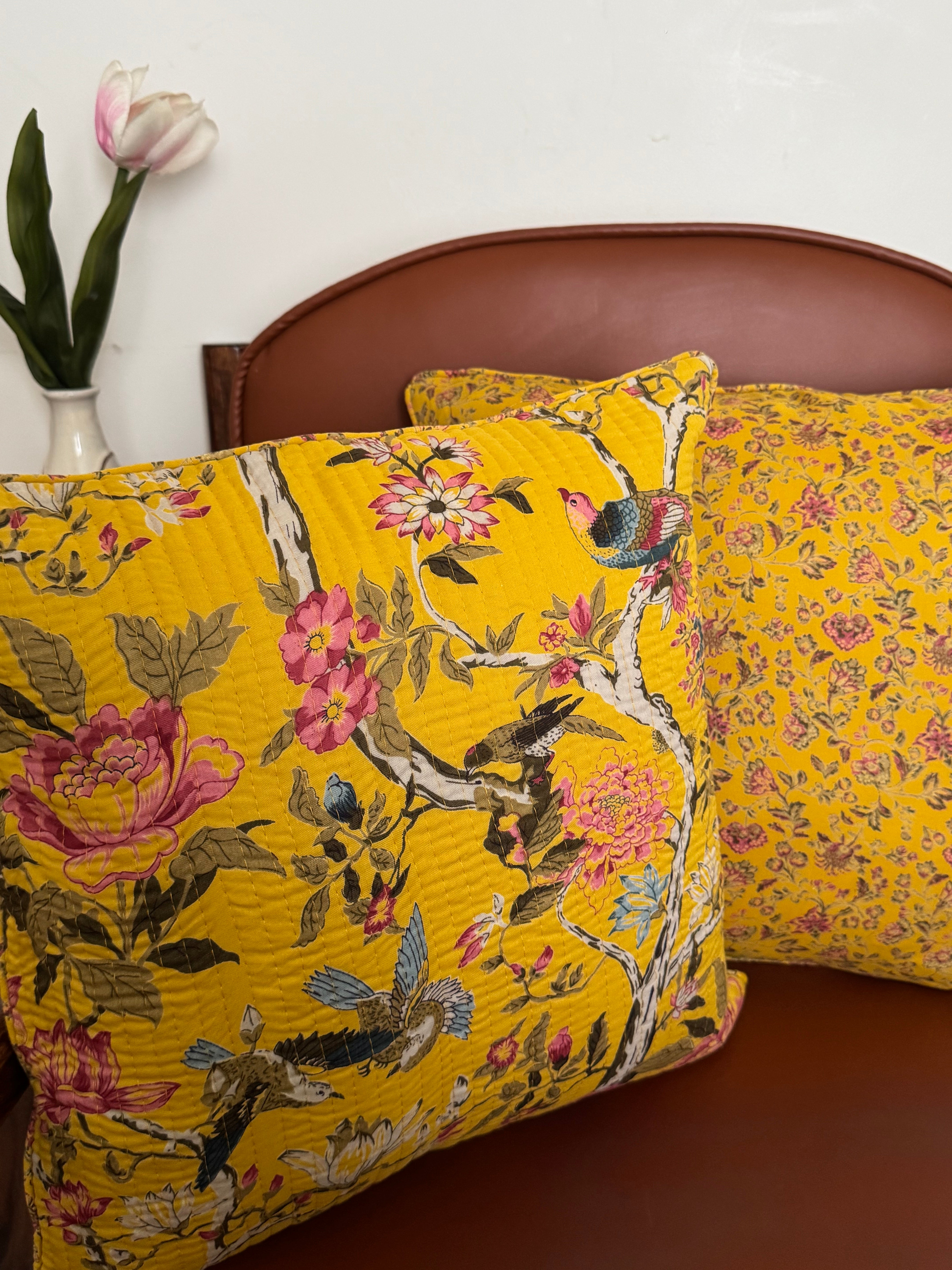 KANAK - SINGLE PIECE QUILTED 16 BY 16 INCHES CUSHION COVERS