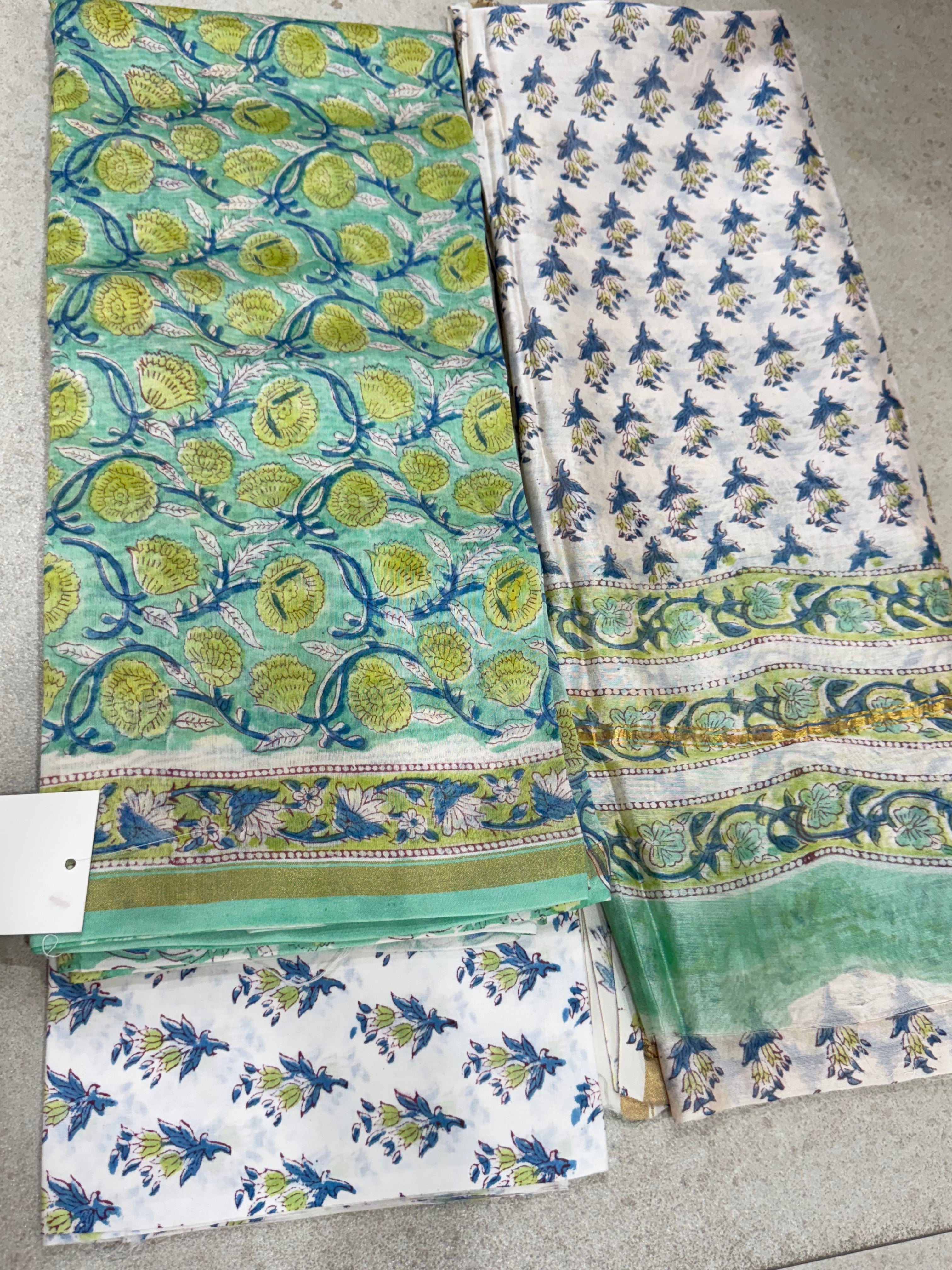 HAND BLOCK PRINTED CHANDERI UNSTITCHED SUIT