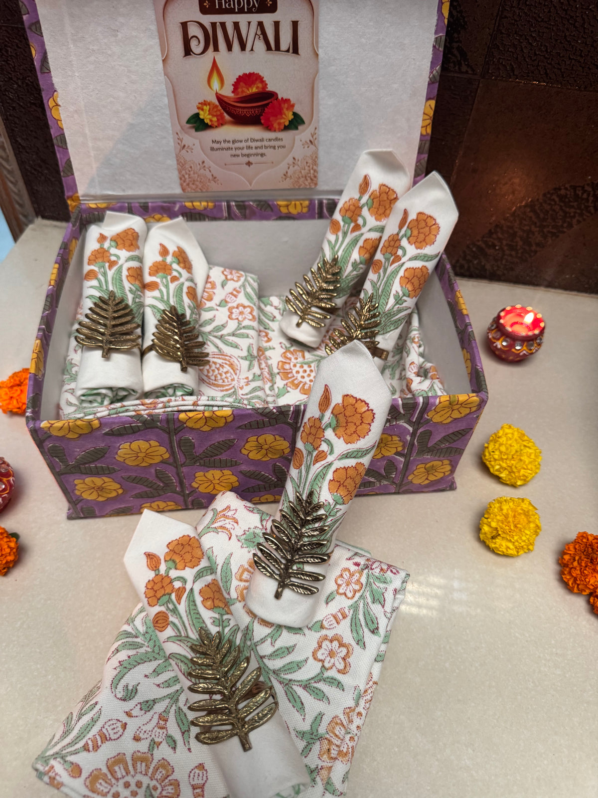 HAND BLOCK PRINTED GIFT BOX - TABLE LINEN