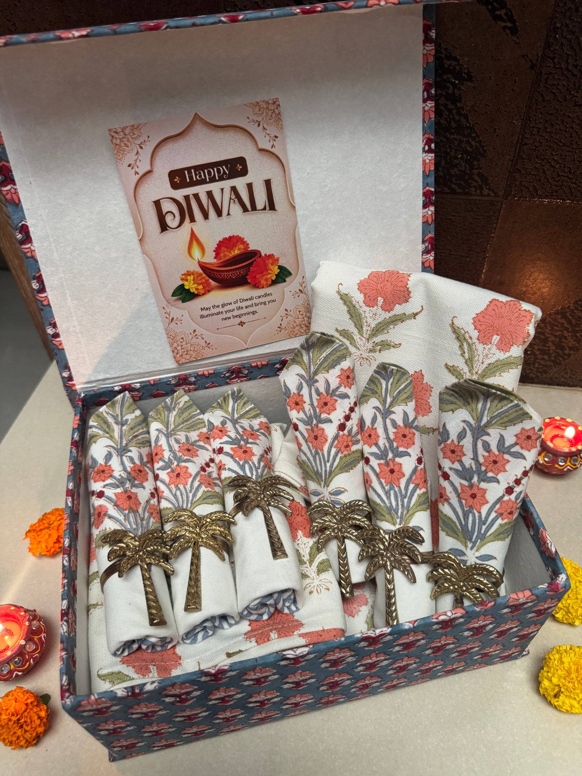 HAND BLOCK PRINTED GIFT BOX - TABLE LINEN