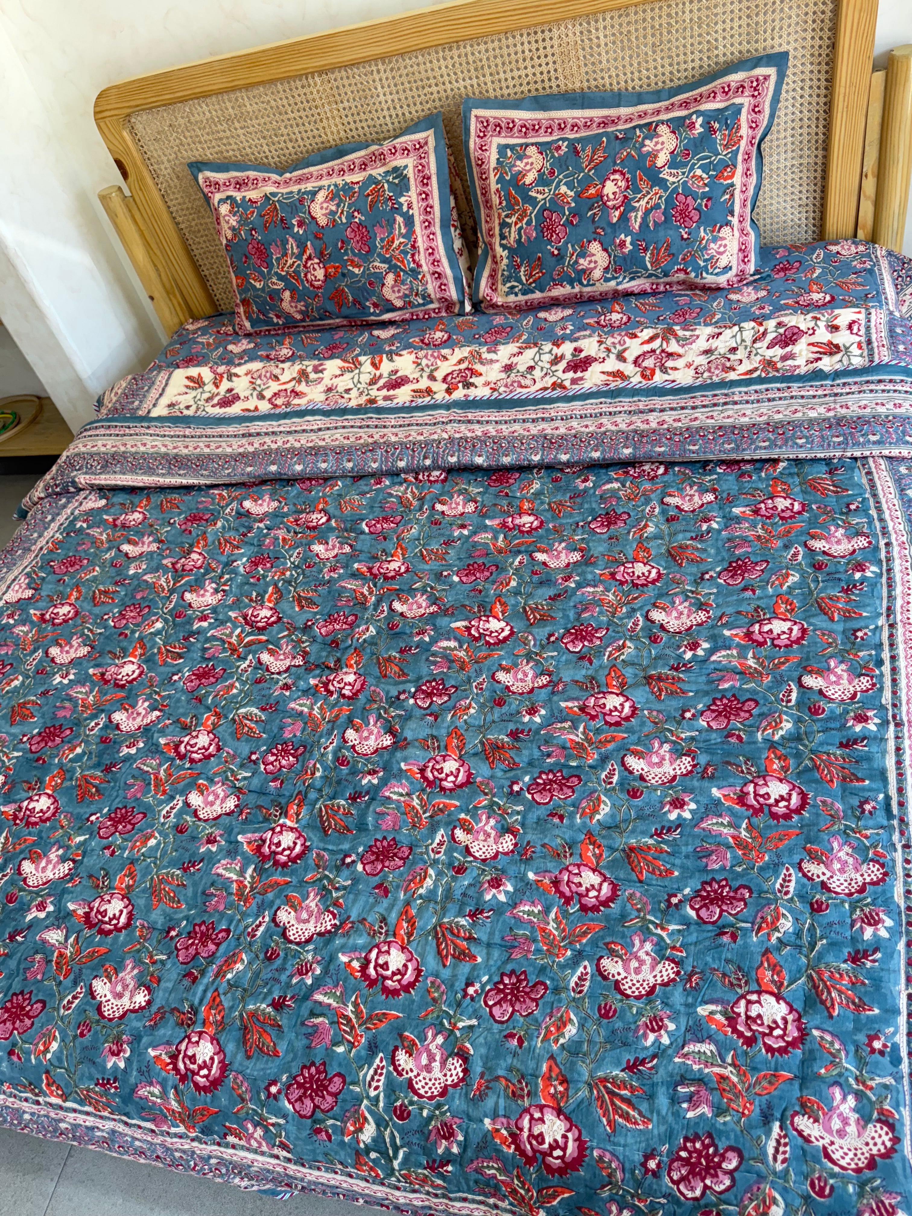 FESTIVE HAND BLOCK PRINTED BEDDING SET