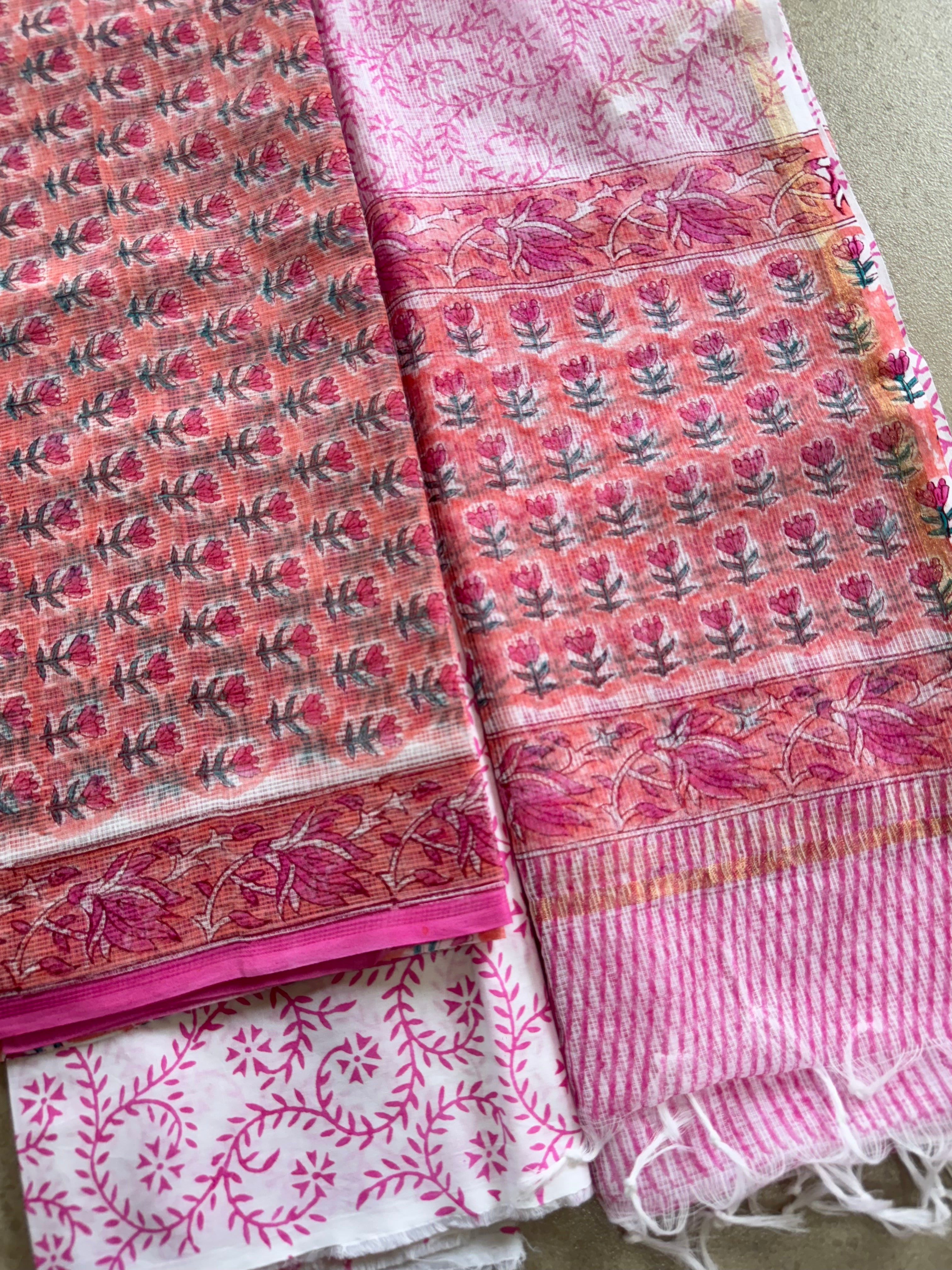 HAND BLOCK PRINTED KOTA WITH KOTA DORIYA DUPATTA UNSTITCHED SUIT