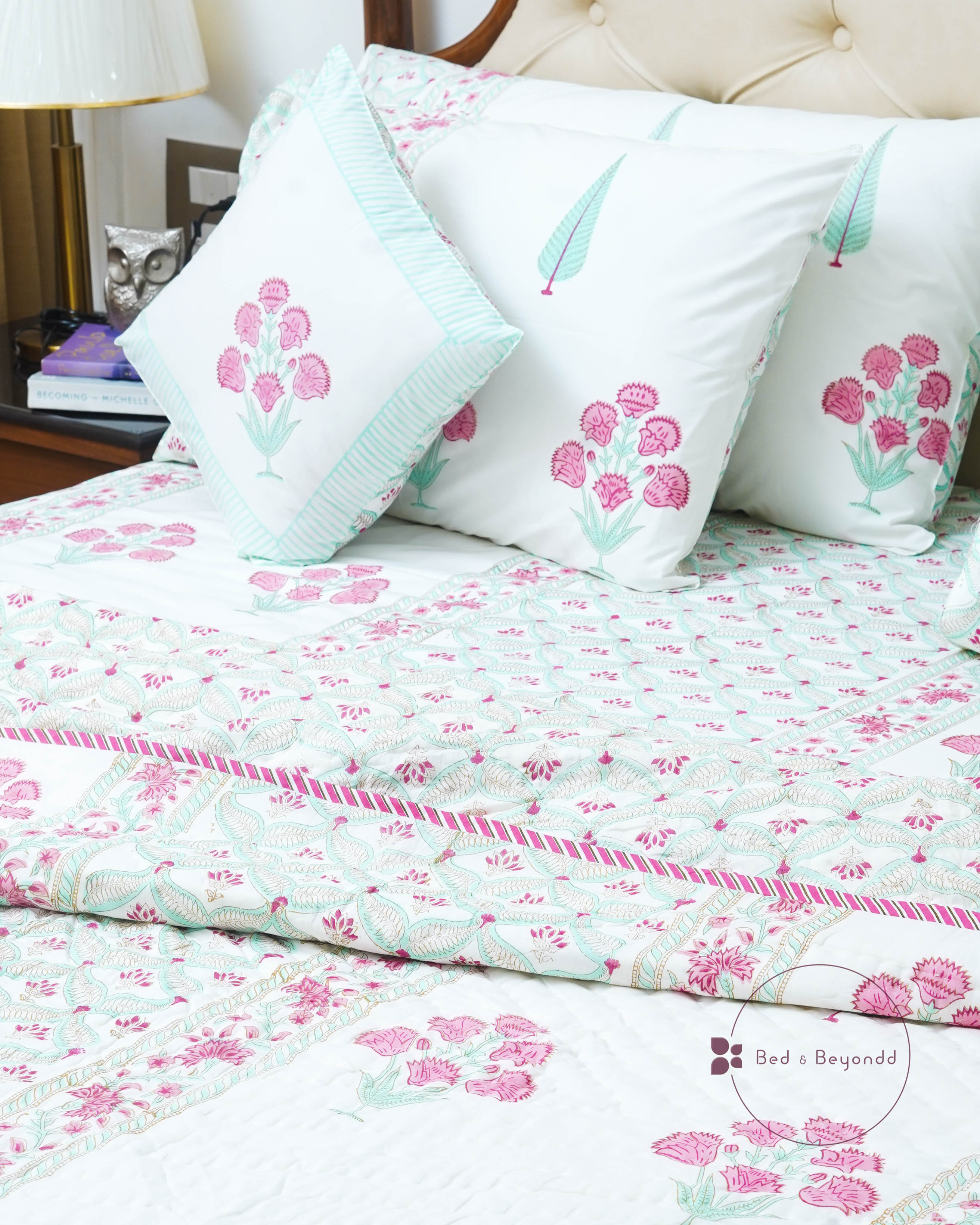 ARANYA HANDBLOCK PRINTED REVERSIBLE MULMUL QUILT