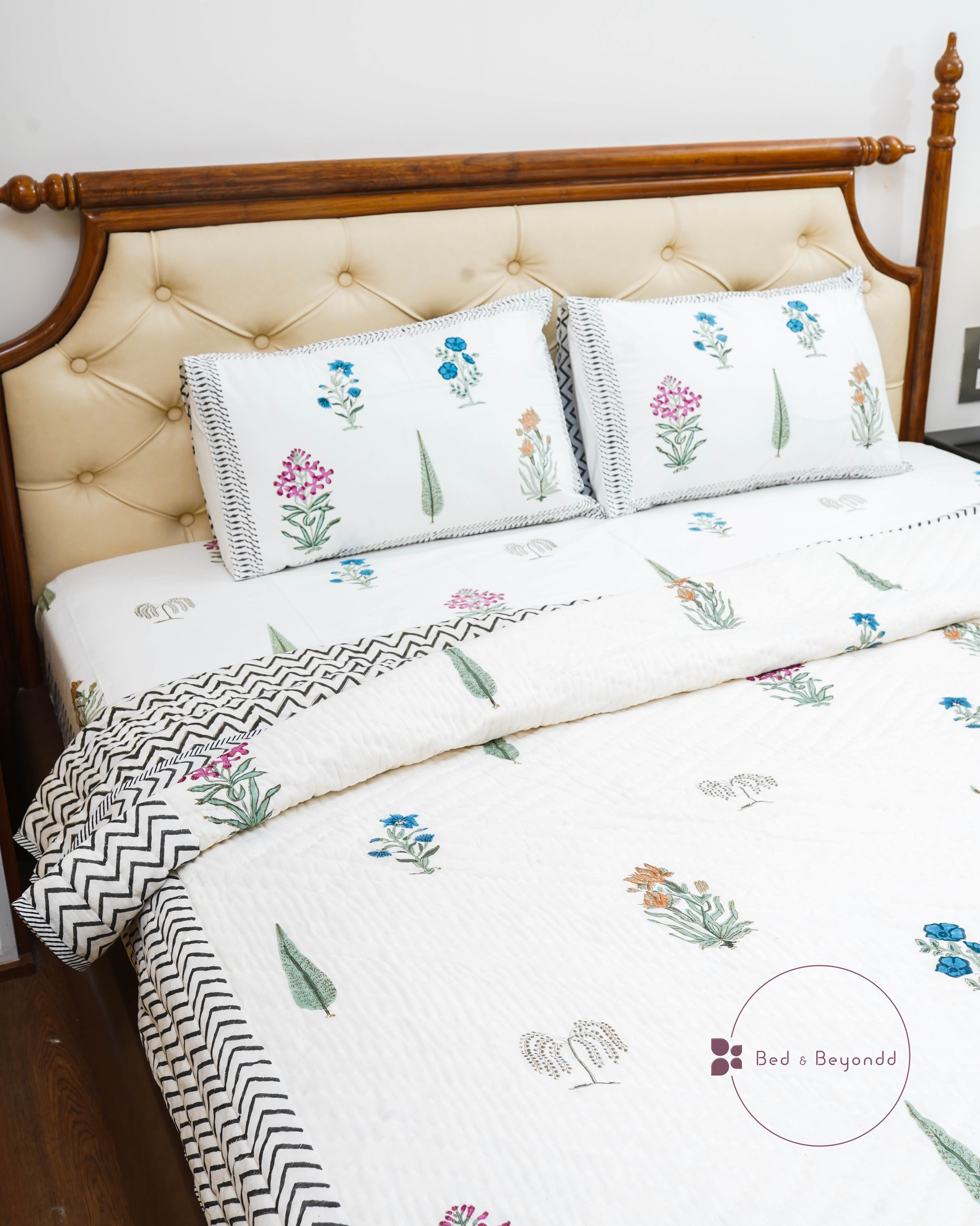 CHEVRON HANDBLOCK PRINTED BEDDING SET