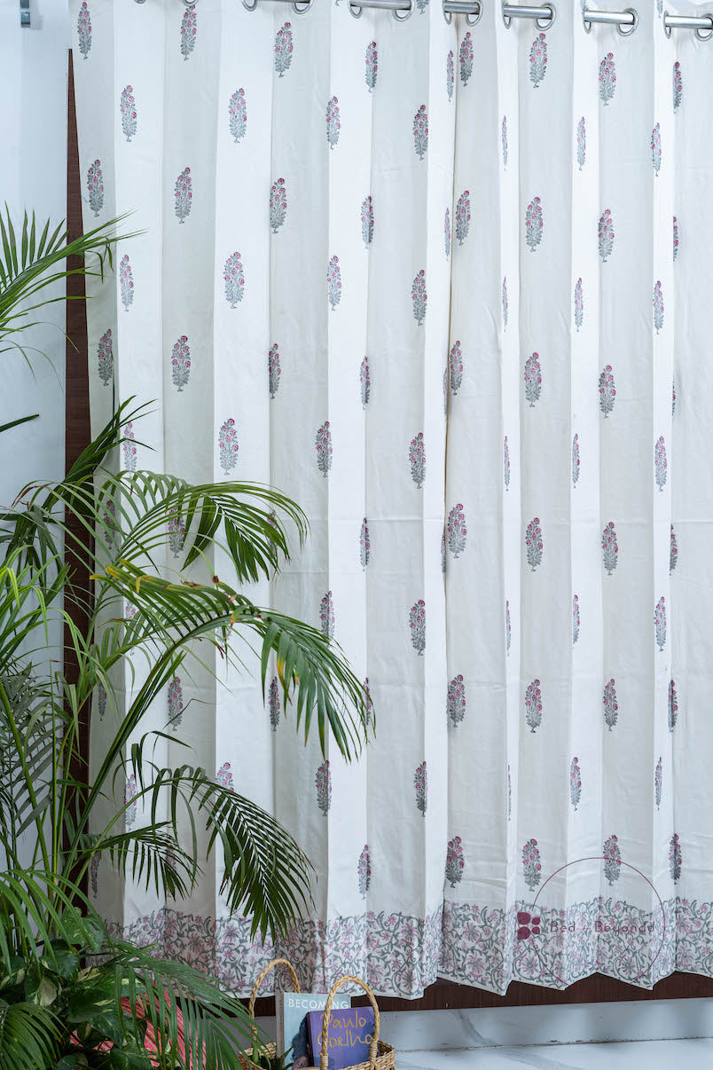 PINK BOOTA HANDBLOCK PRINTED CURTAIN