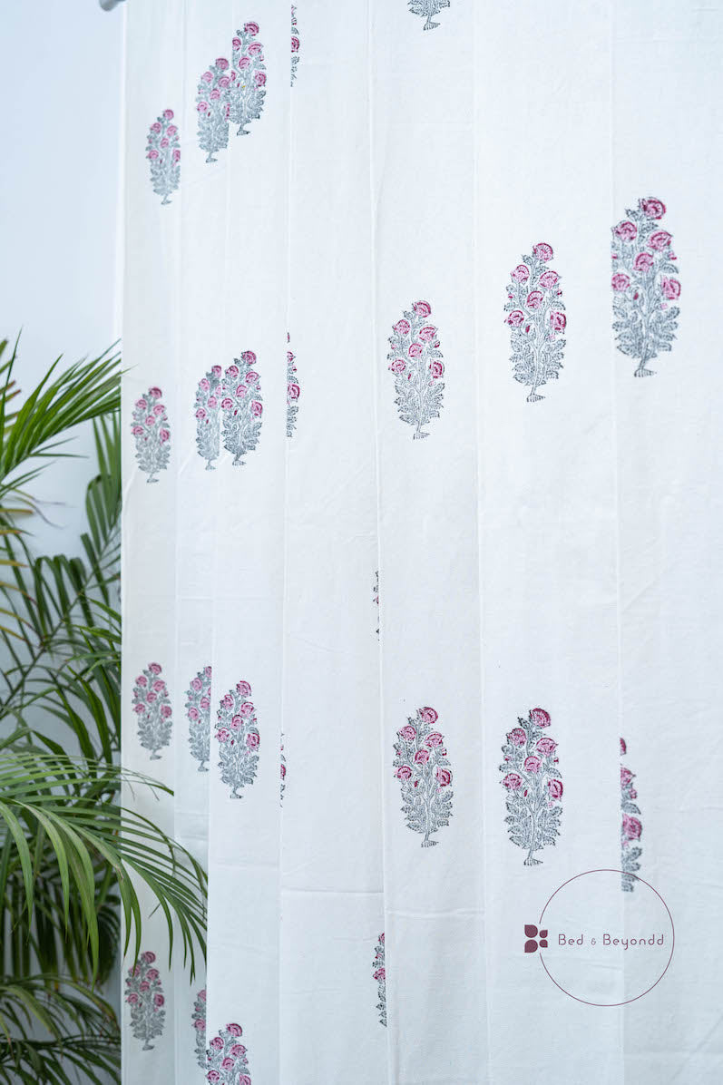 PINK BOOTA HANDBLOCK PRINTED CURTAIN