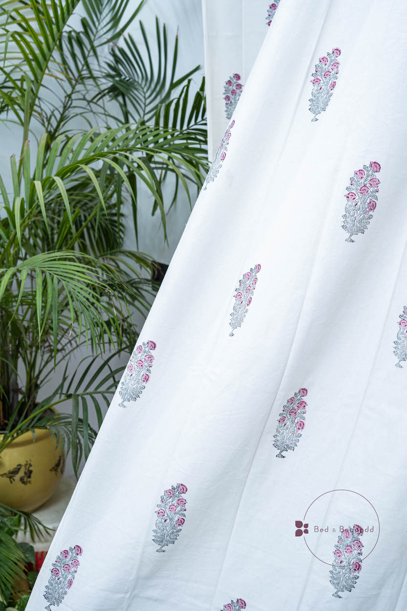 PINK BOOTA HANDBLOCK PRINTED CURTAIN
