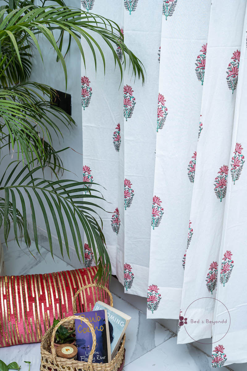 PANSY HANDBLOCK PRINTED CURTAIN